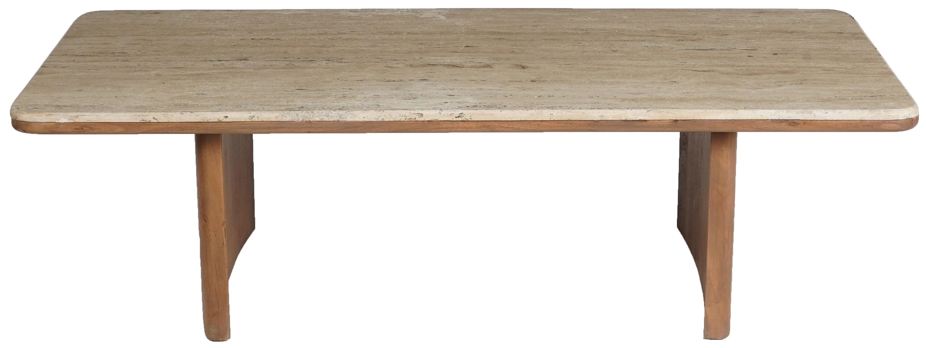 TRINSLY TRAVERTINE TOP COFFEE TABLE - Remutear