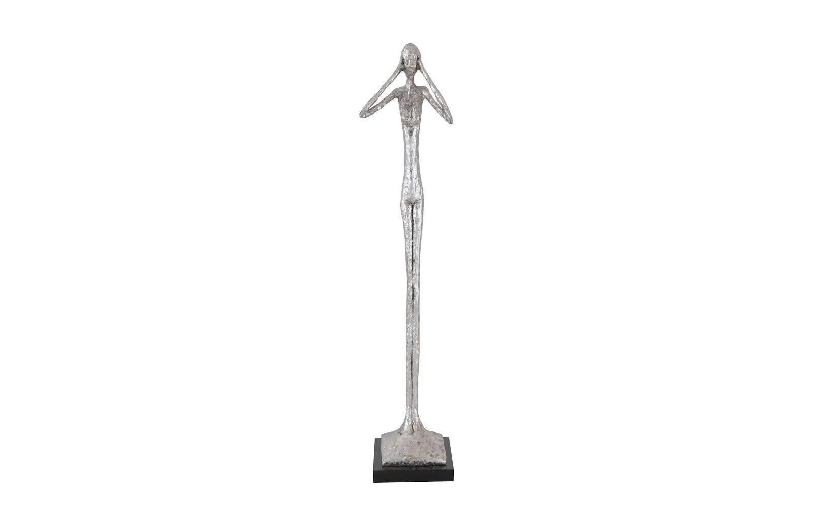 Hear No Evil Slender Sculpture, Small, Resin, Silver Leaf - Remutear