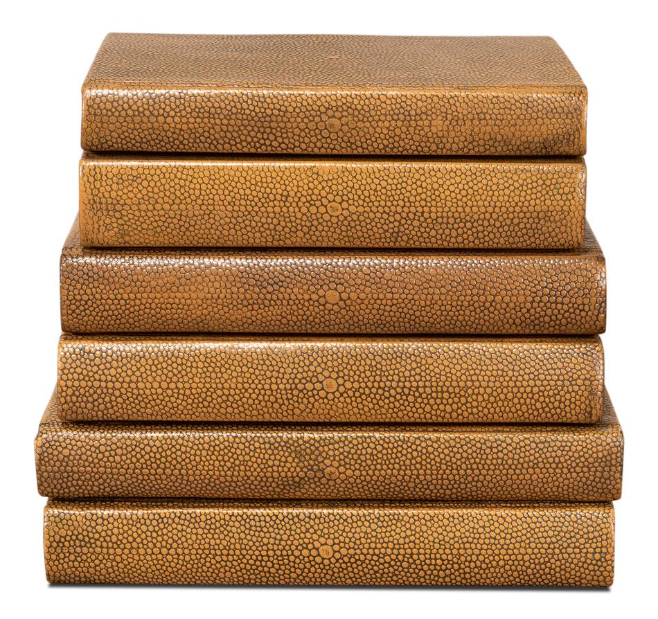 Shagreen Books - Set Of 12 - Tawny Brown - Remutear