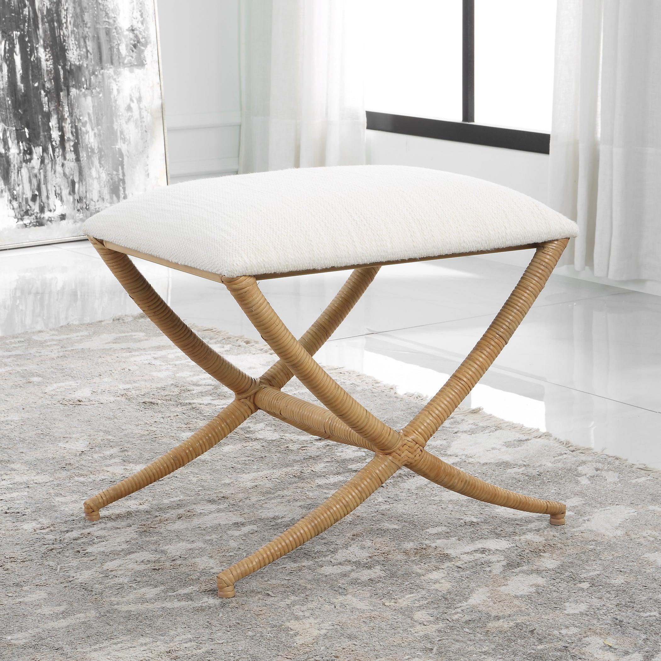 Expedition White Fabric Small Bench - Remutear