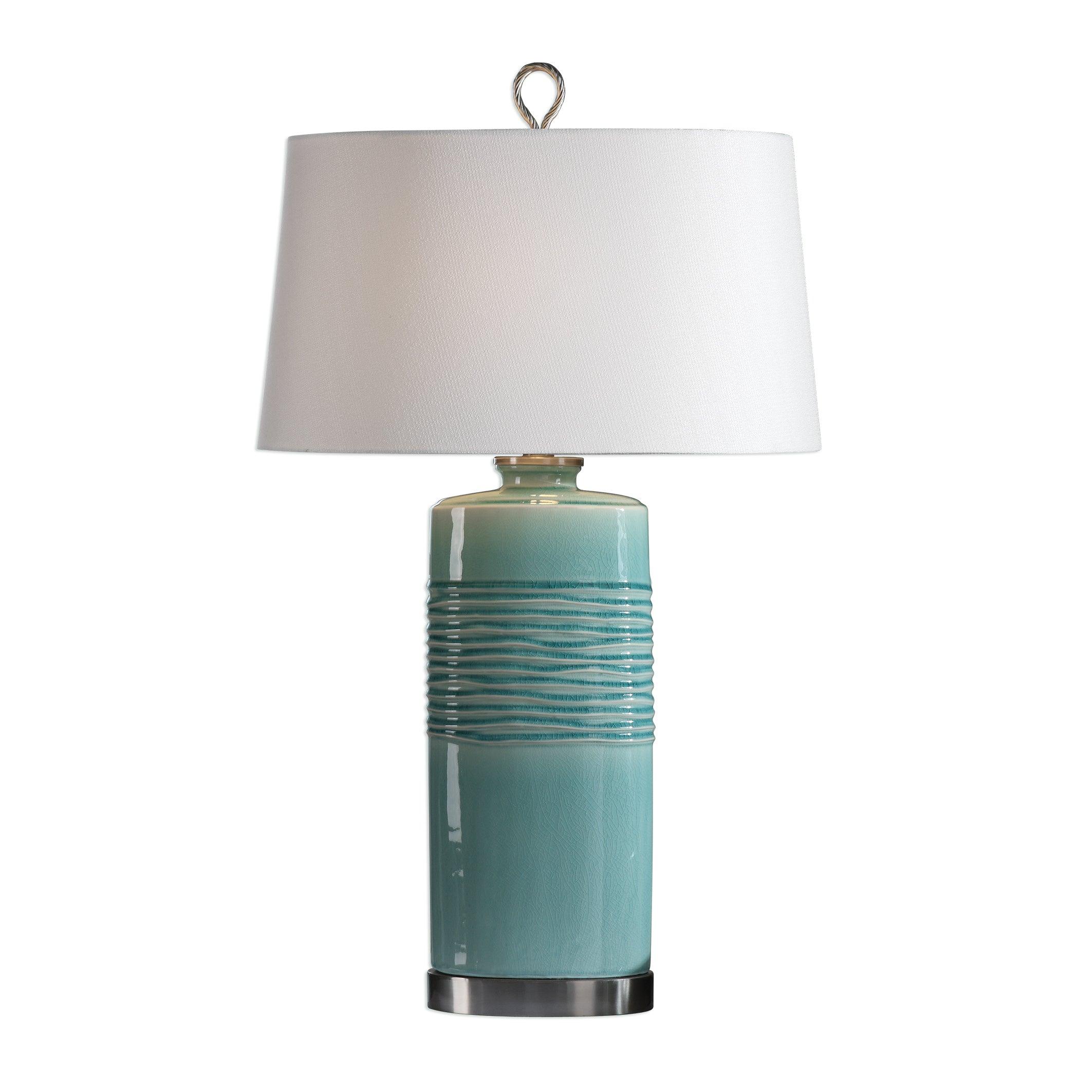 RILA DISTRESSED TEAL TABLE LAMP - Remutear