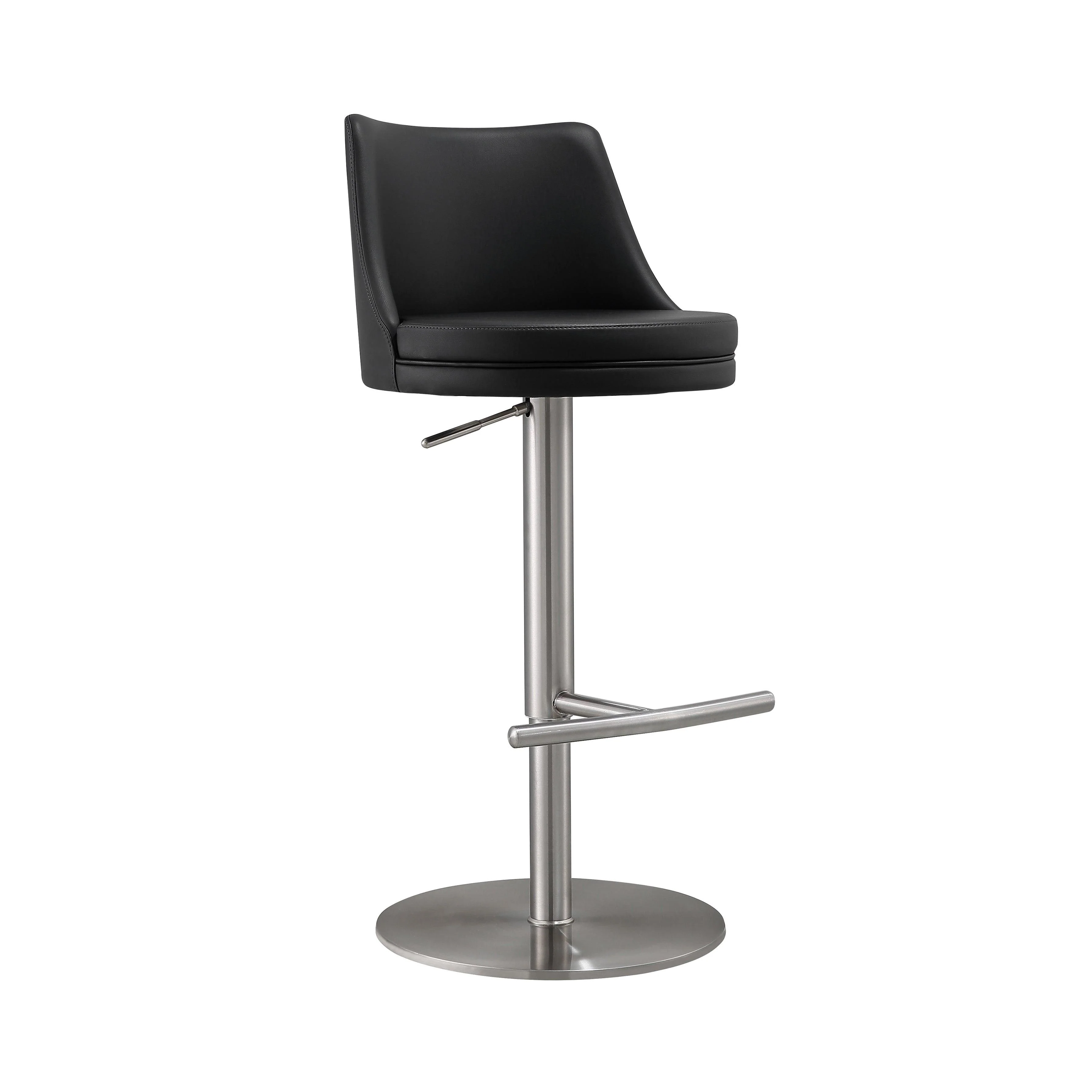 Reagan Black and Silver Adjustable Stool - Remutear