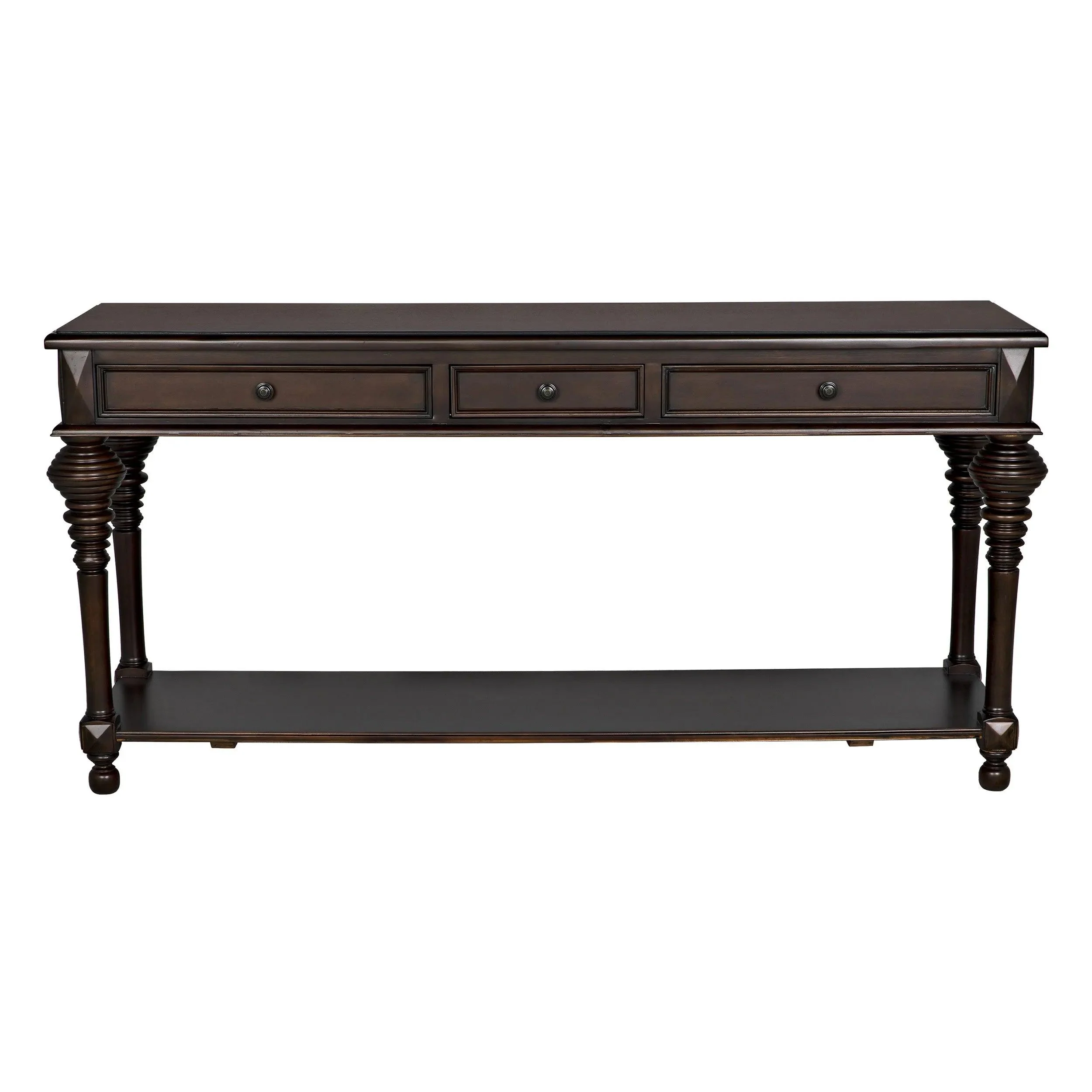 Colonial Large Sofa Table, Distressed Brown - Remutear