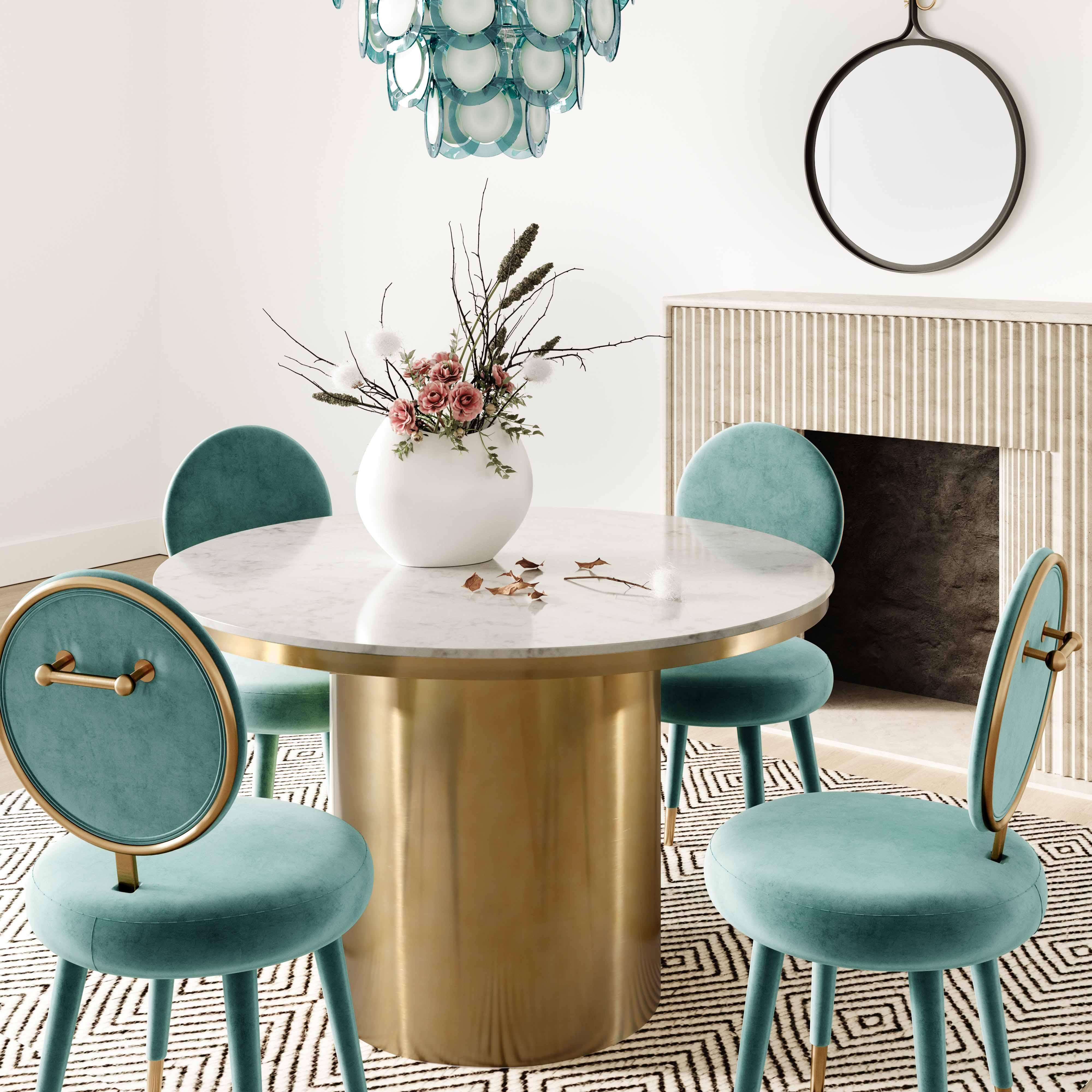 Kylie Sea Blue Velvet Dining Chair - Remutear