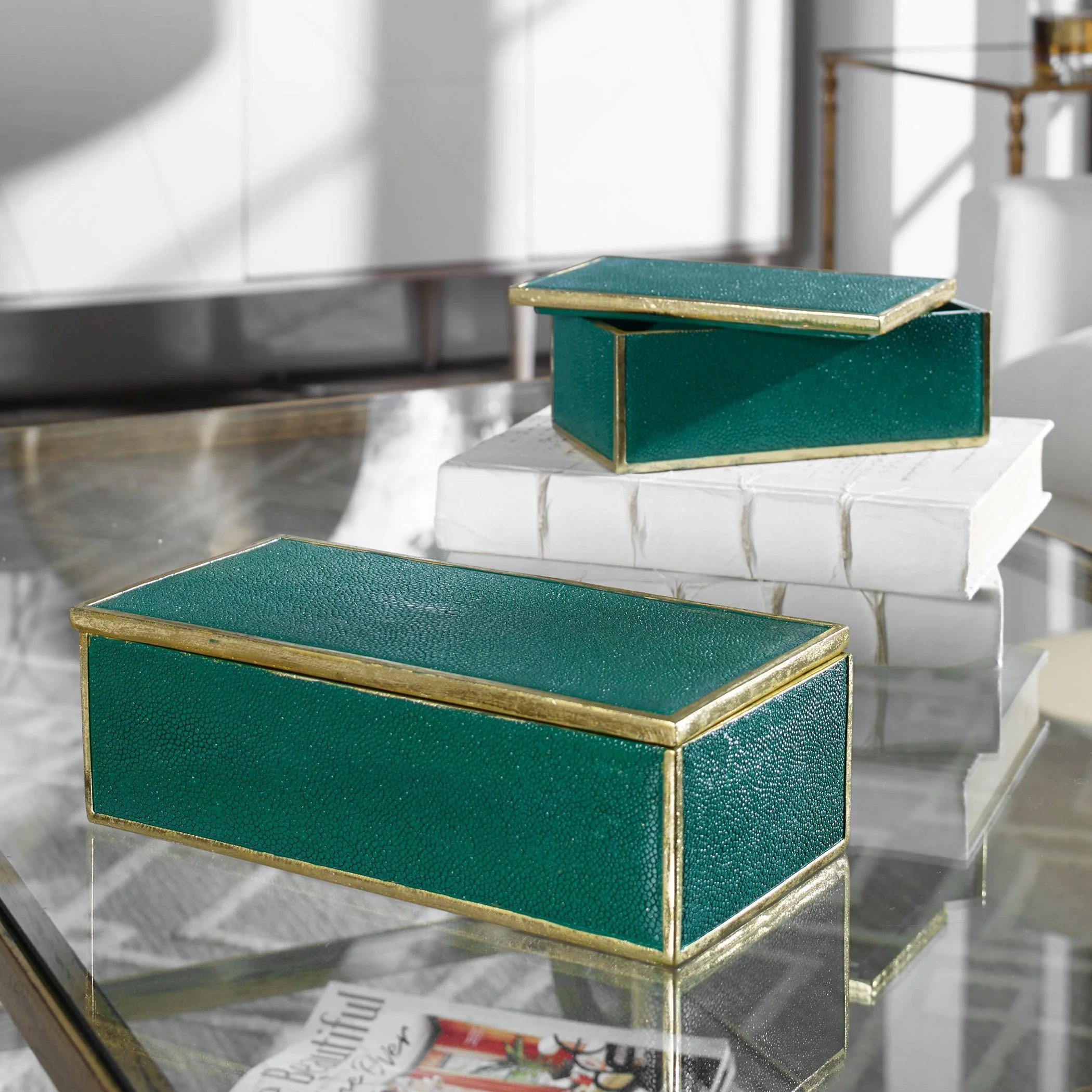 KARIS EMERALD GREEN BOXES SET OF 2 - Remutear