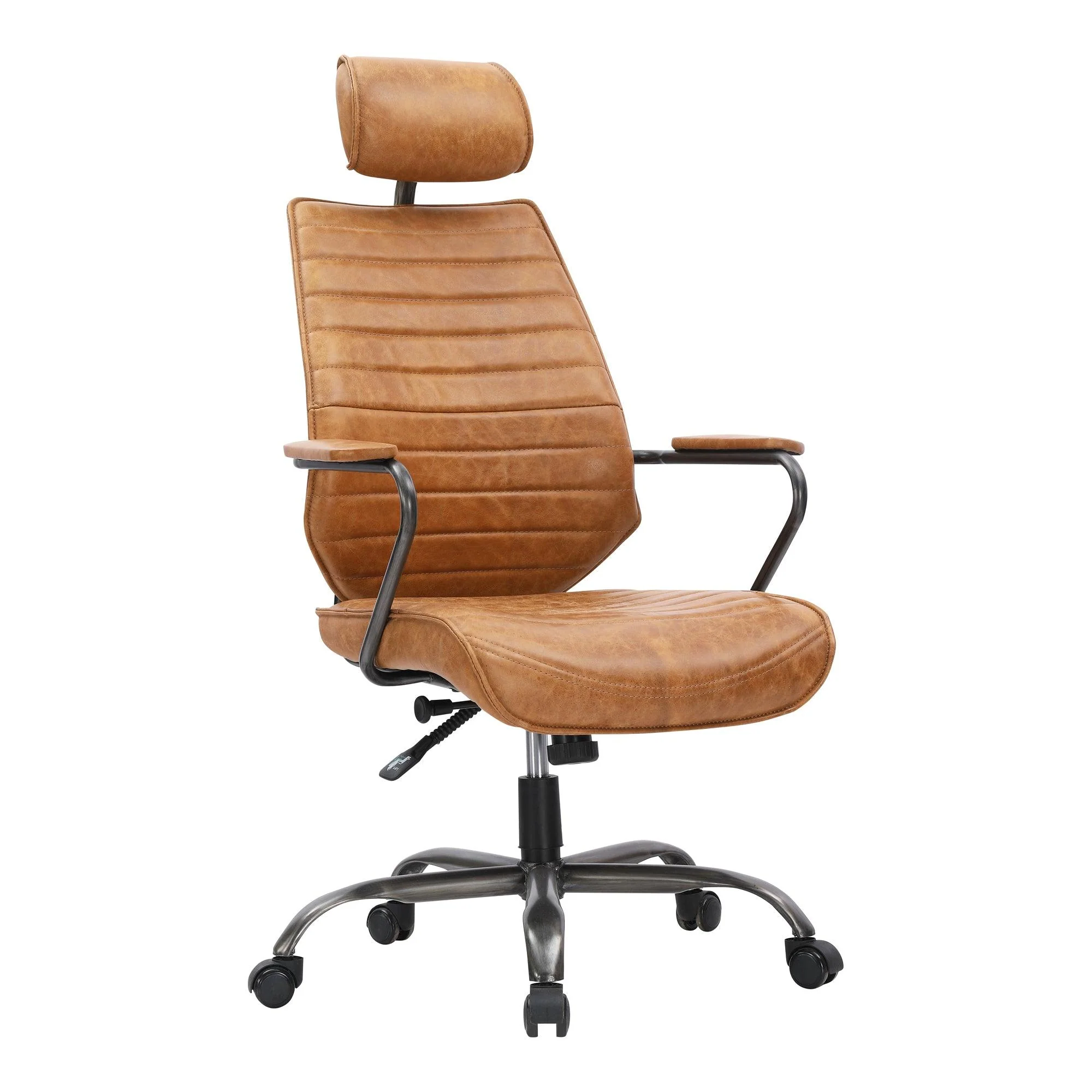 Executive Swivel Office Chair Cigare Tan Leather - Remutear