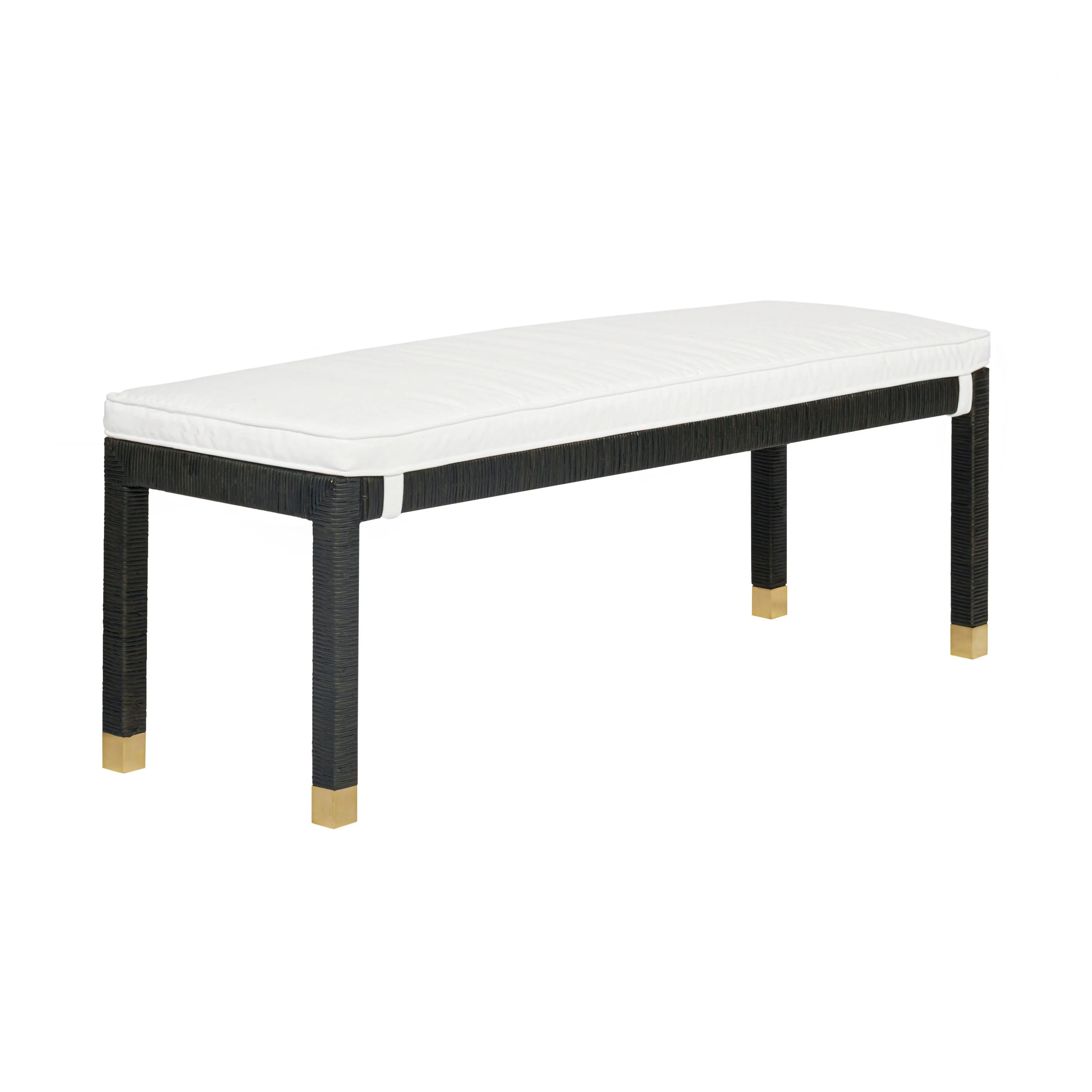 Amara Charcoal Woven Rattan Bench - Remutear