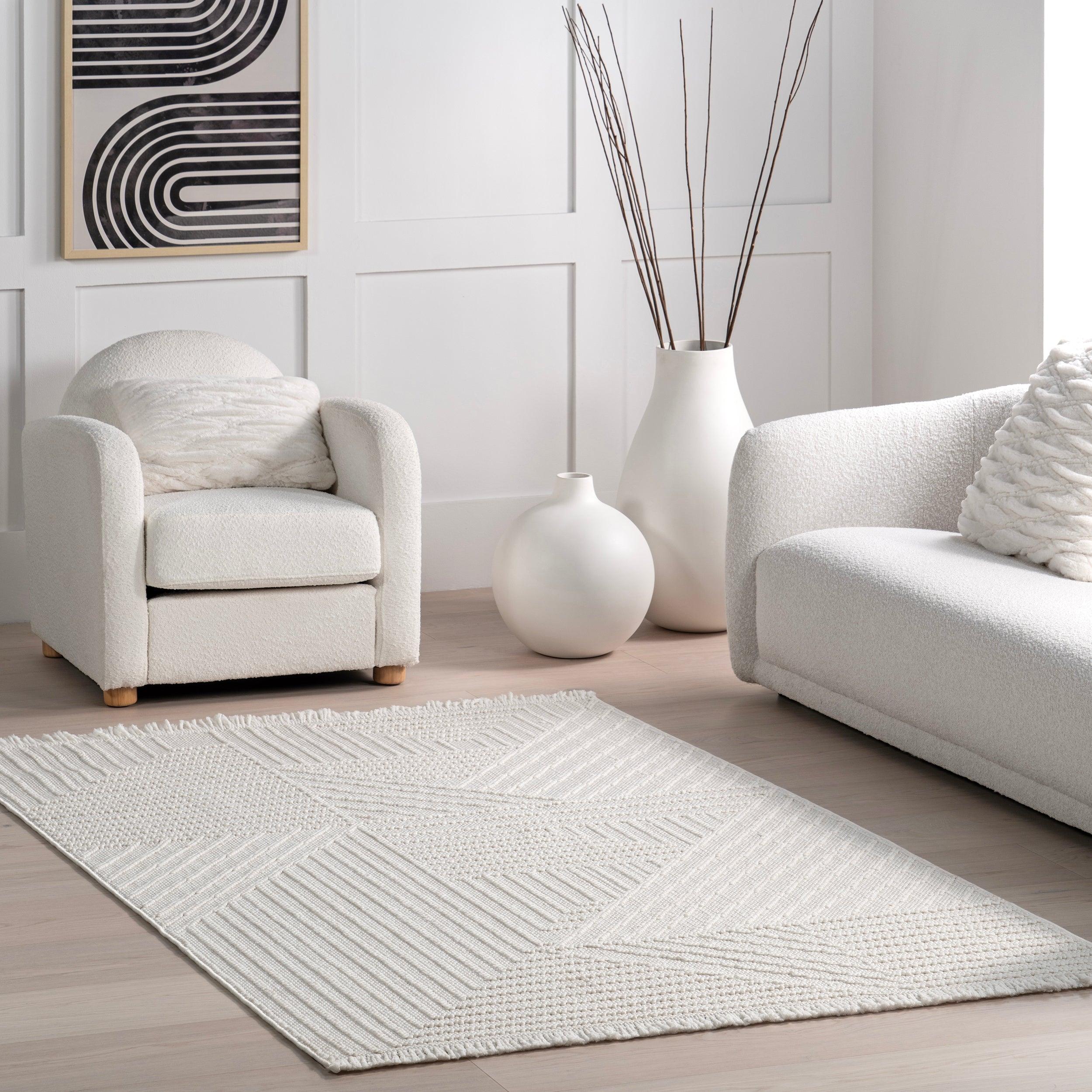Makena Modern Geometric High-Low Area Rug - Remutear