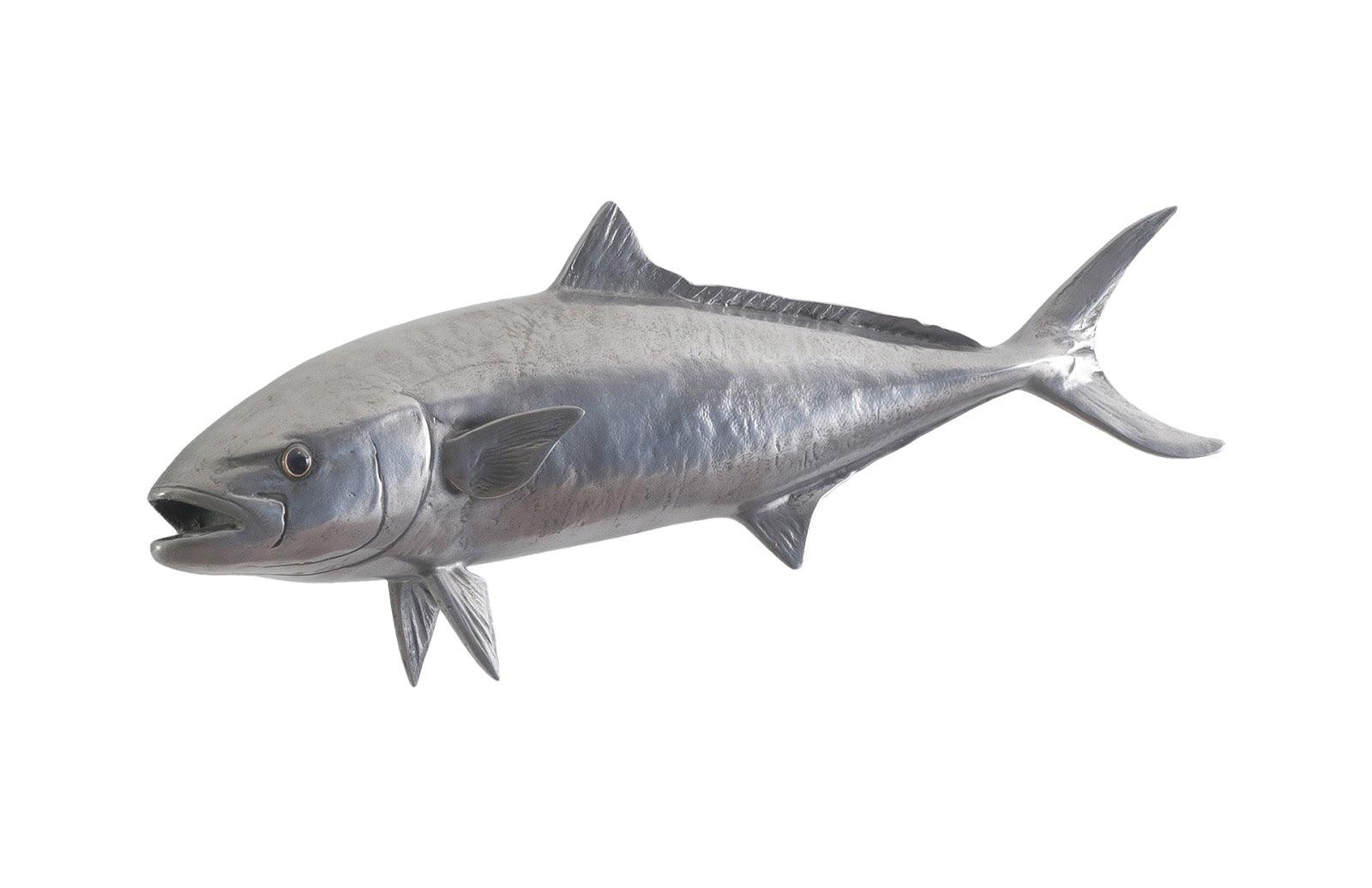 Yellow Tailed King Fish Wall Sculpture, Resin, Polished Aluminum Finish - Remutear