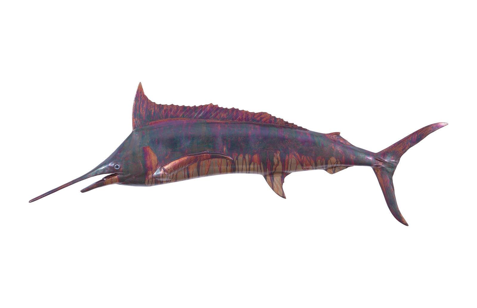 Blue Marlin Fish Wall Sculpture, Resin, Copper Patina Finish - Remutear