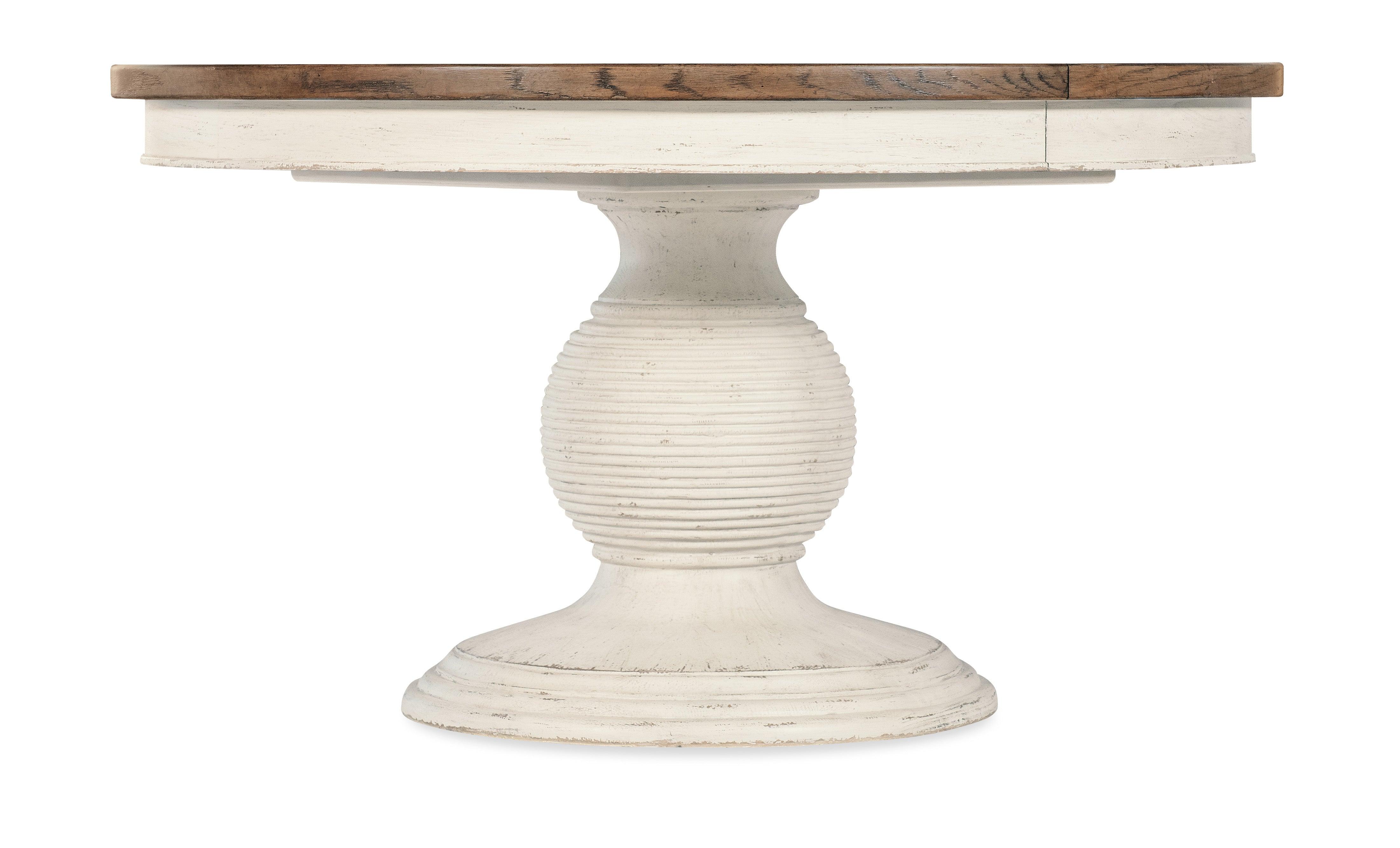 Americana Round Pedestal Dining Table w/1-22in leaf - Daisy - Remutear