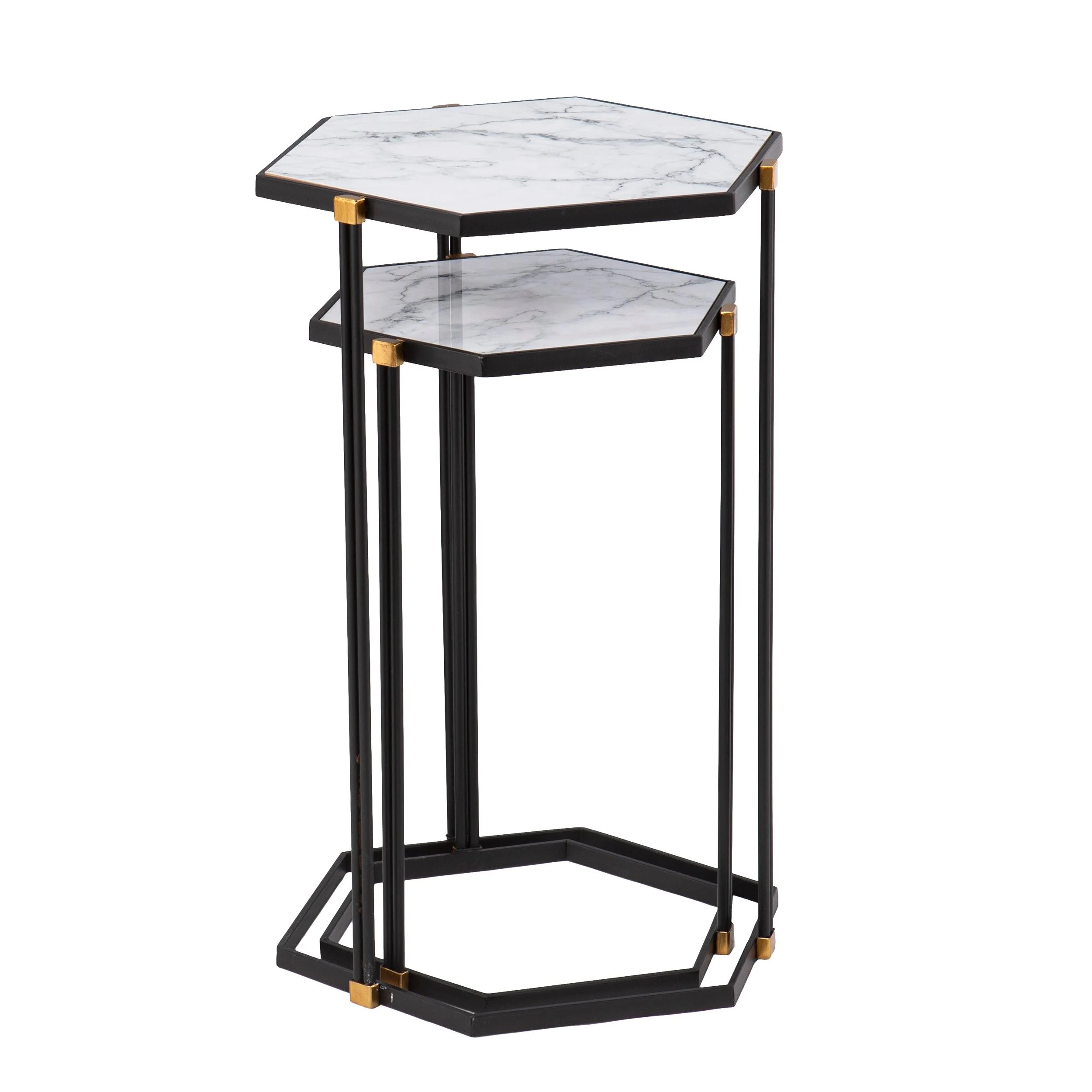 Kerrisdale Faux Marble Nesting Tables – 2pc Set - Remutear