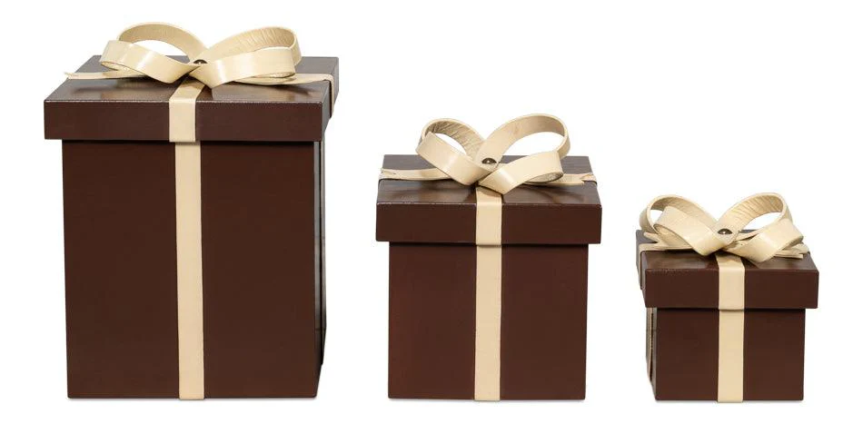 Ferrell Leather Holiday Boxes S/3 Choco - Remutear