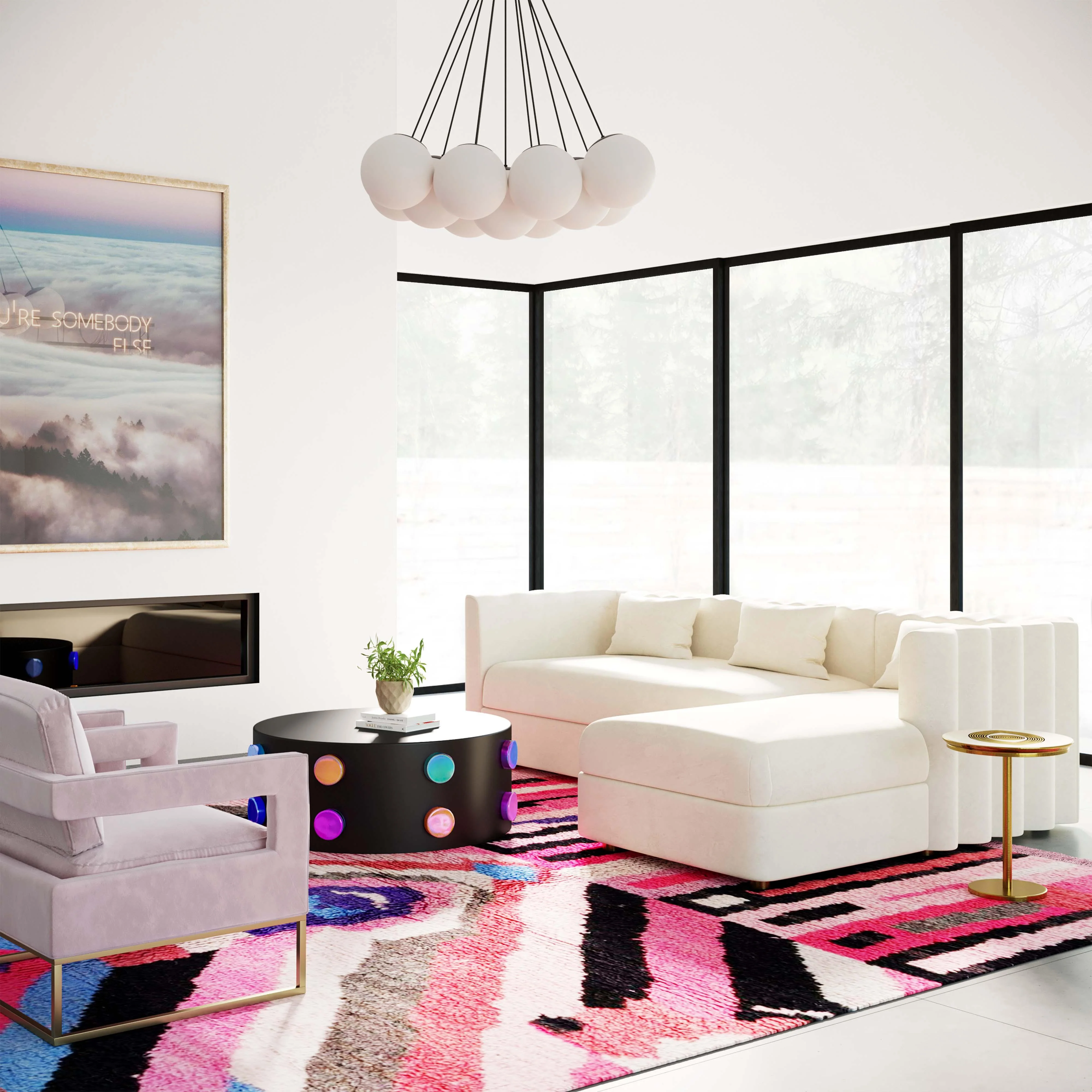 Callie Cream Velvet Sectional - RAF - Remutear