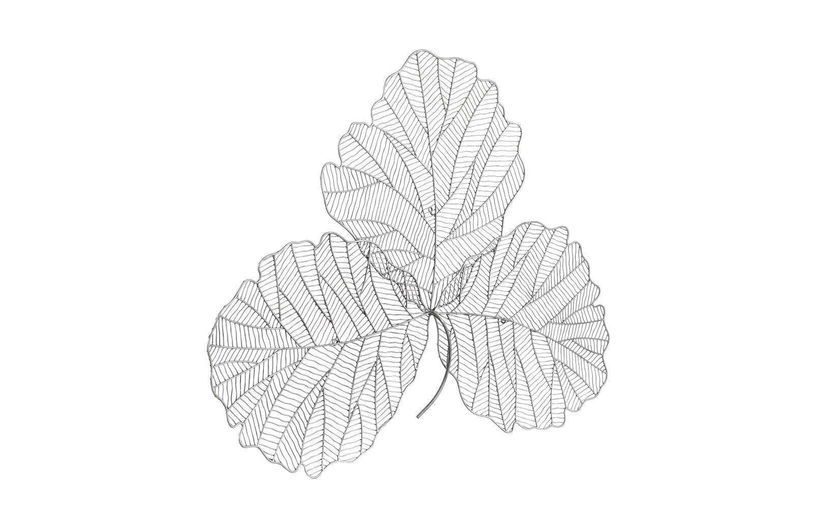 Tri Leaf Wall Art, Medum, Metal, Silver/Black - Remutear
