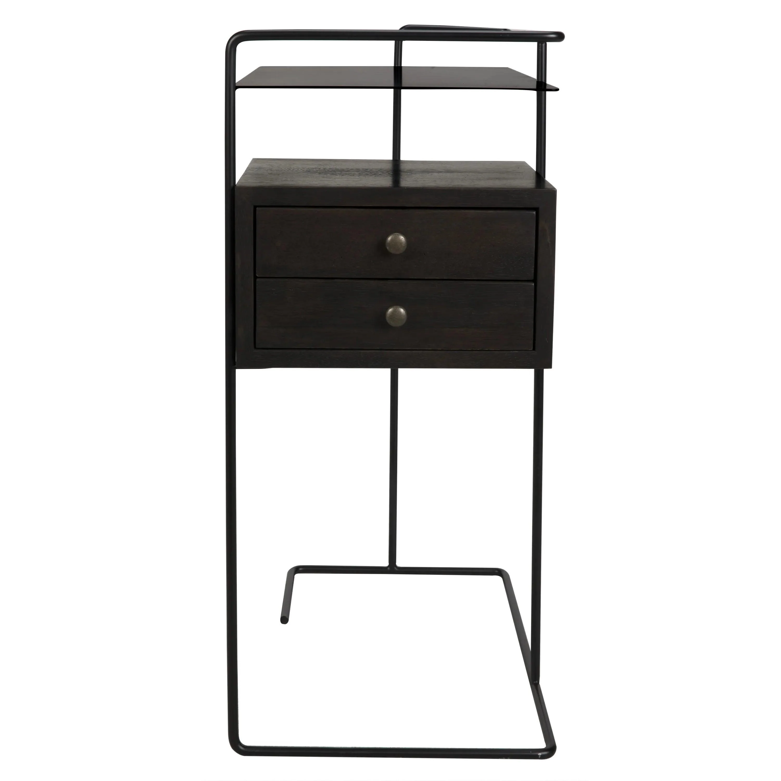 Massimo Side Table, Black Steel and Walnut - Remutear