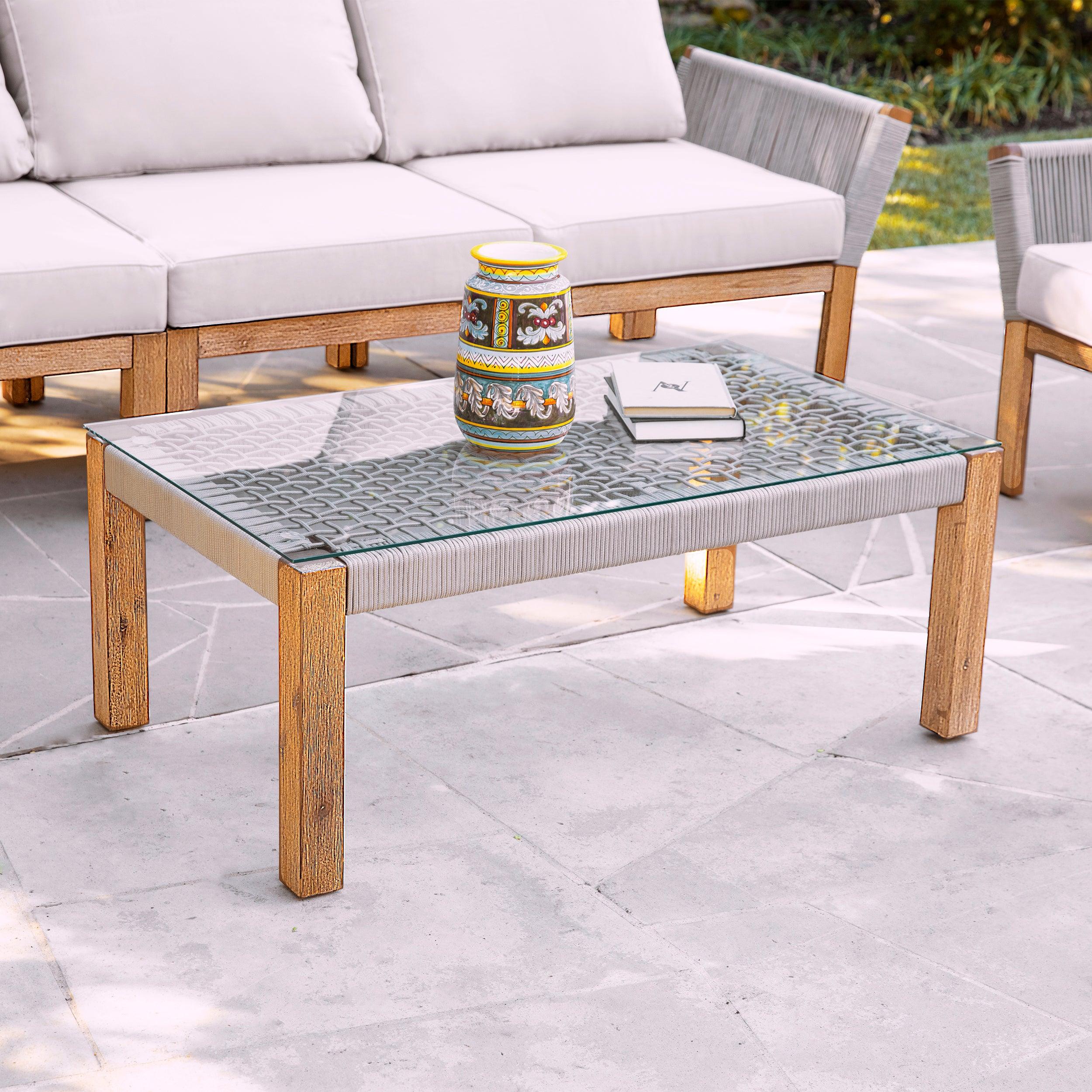 Brendina Outdoor Glass-Top Cocktail Table - Remutear