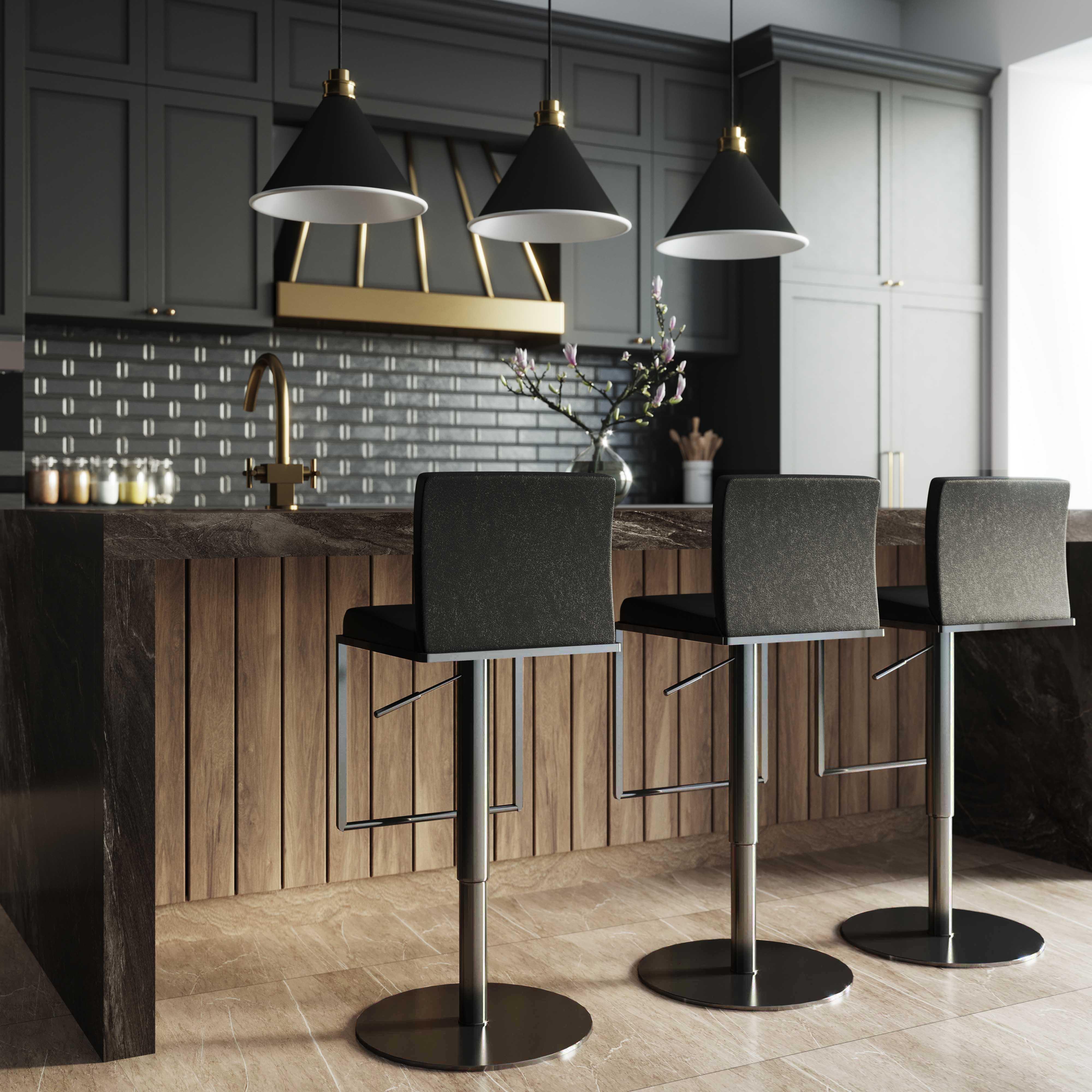 Amalfi Black on Black Vegan Leather Stool - Remutear