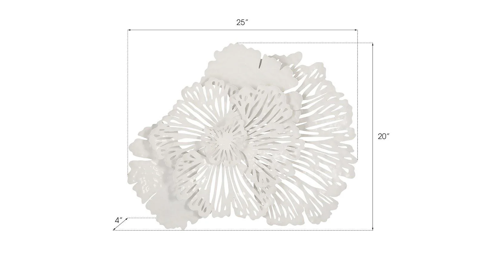 Flower Wall Art, Small, White, Metal - Remutear
