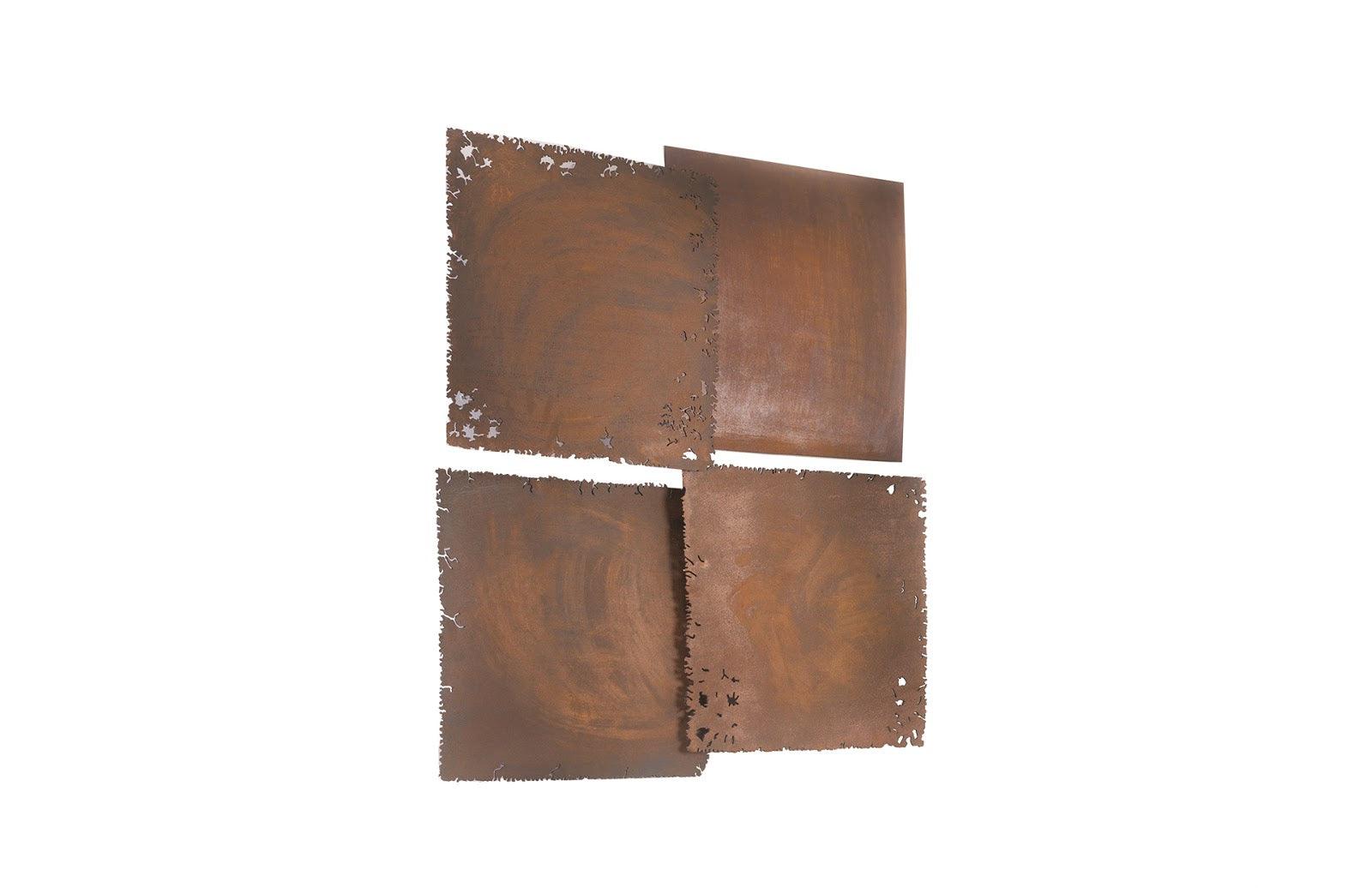 Cast Square Oil Drum Wall Tiles, Resin, Rust Finish, Set of 4 - Remutear