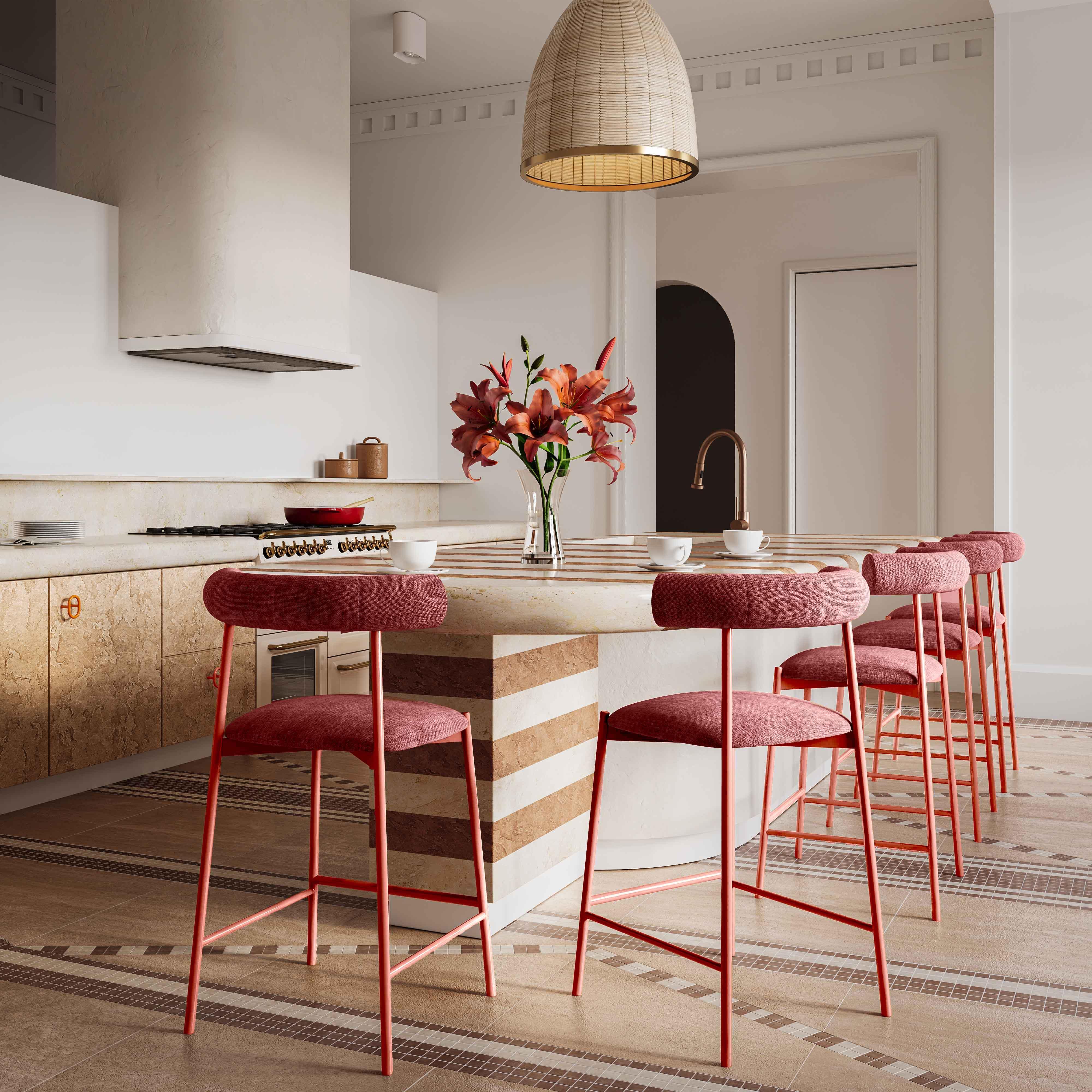 Liliana Mauve Velvet Counter Stool - Remutear