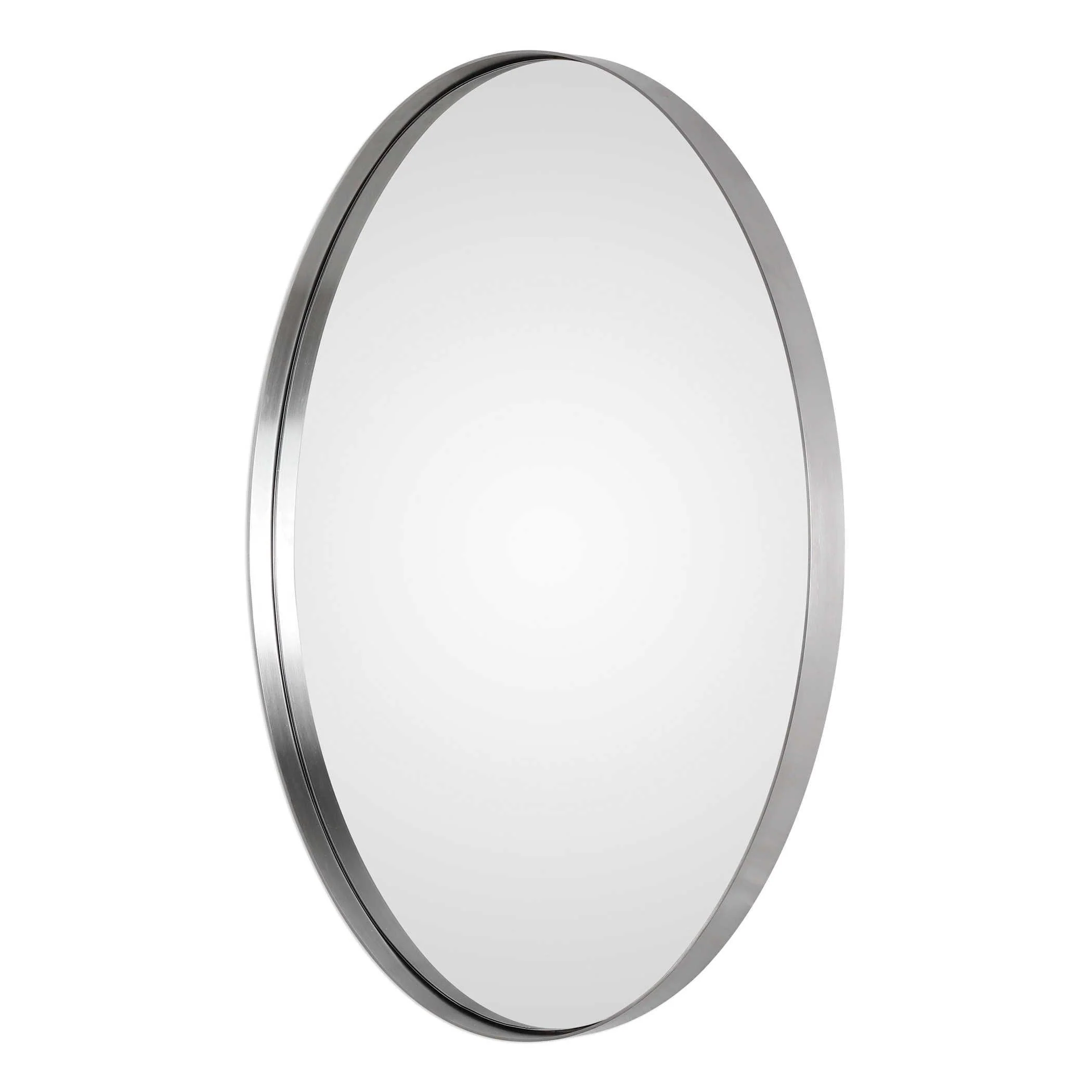 PURSLEY BRUSHED NICKEL OVAL MIRROR - Remutear