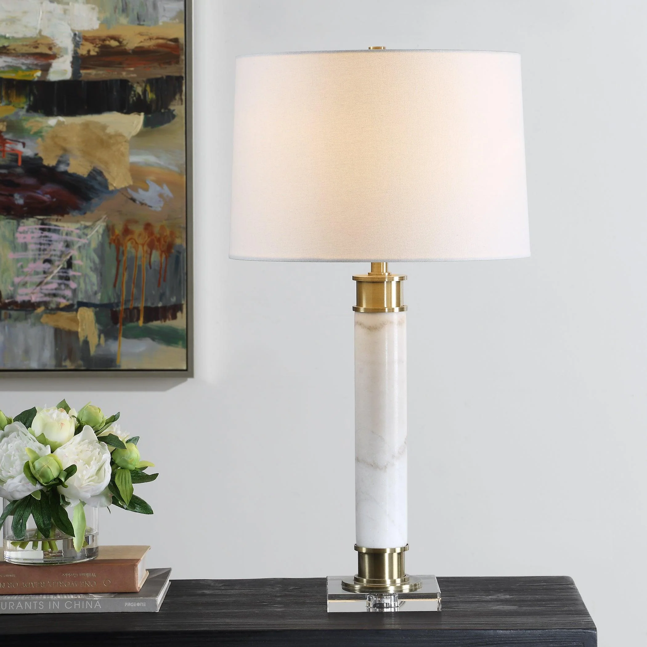 Plinth White Marble Table Lamp - Remutear