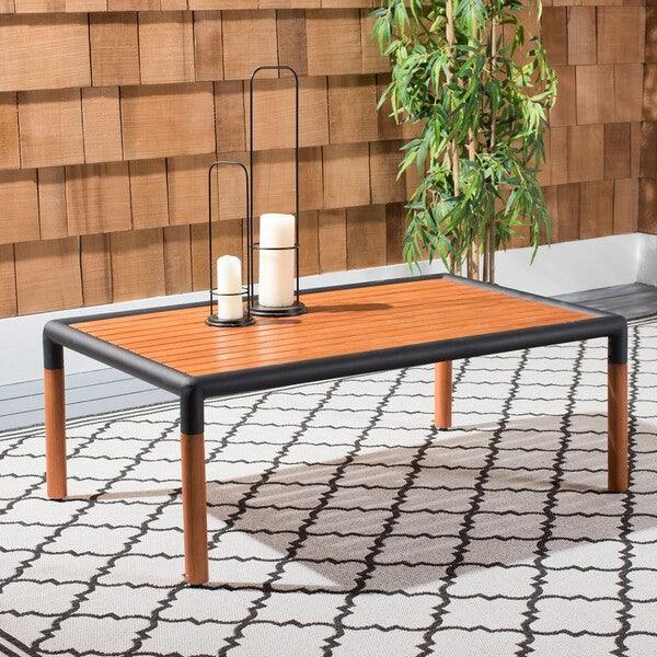 TOMMY METAL AND WOOD PATIO COFFEE TABLE - Remutear