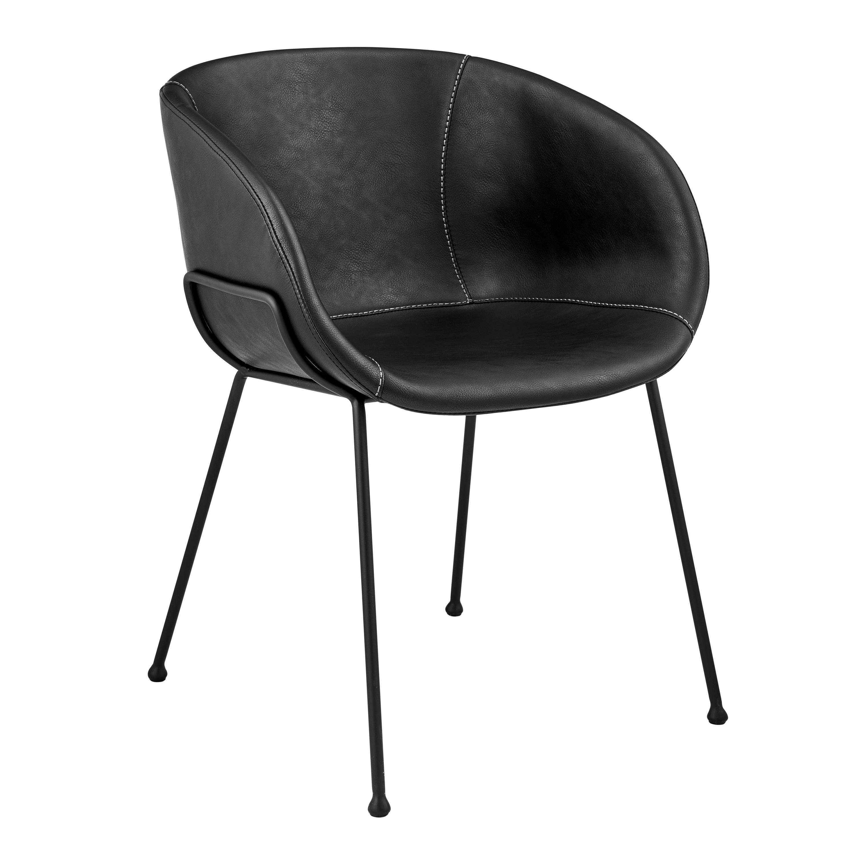 Zach Armchair with Leatherette and Powder Coated Steel Frame and Legs - Set of 2 - Remutear