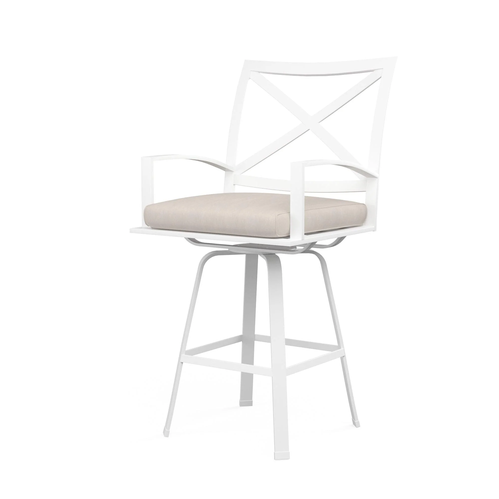 Bristol Swivel Barstool in Canvas Flax w/ Self Welt - Remutear
