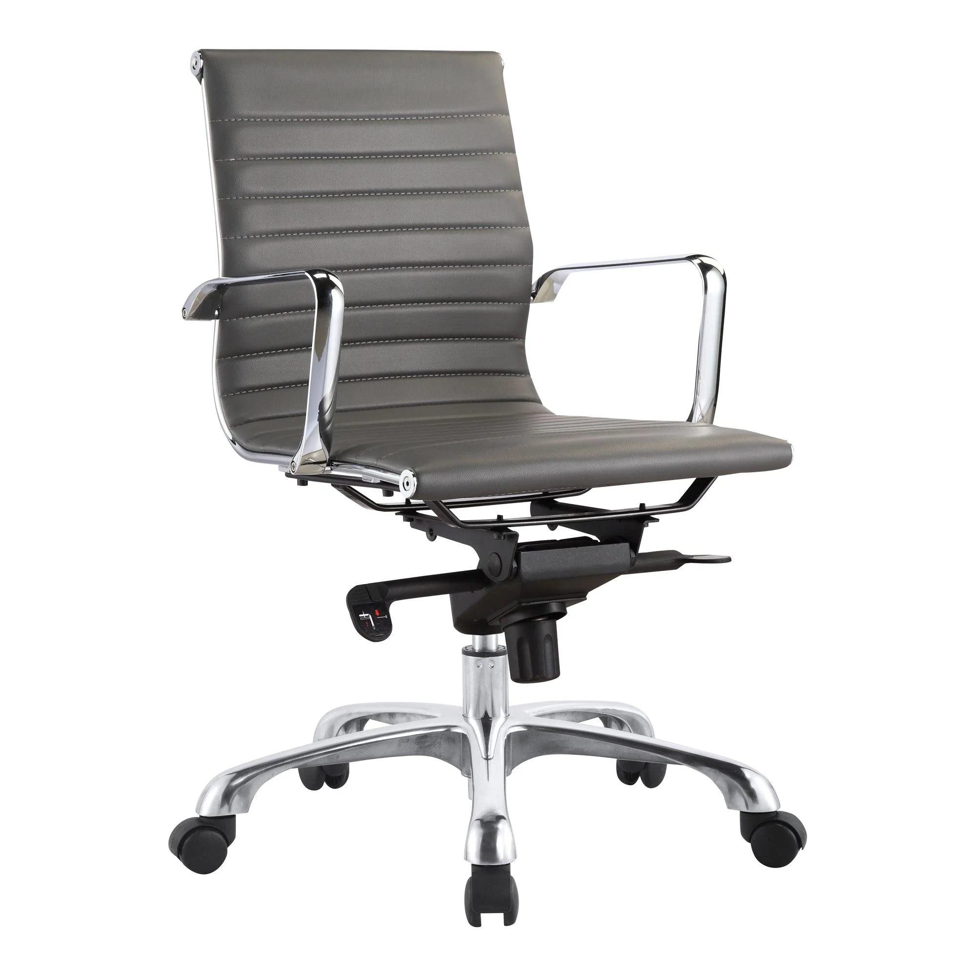 Studio Swivel Office Chair Low Back Grey Vegan Leather - Remutear
