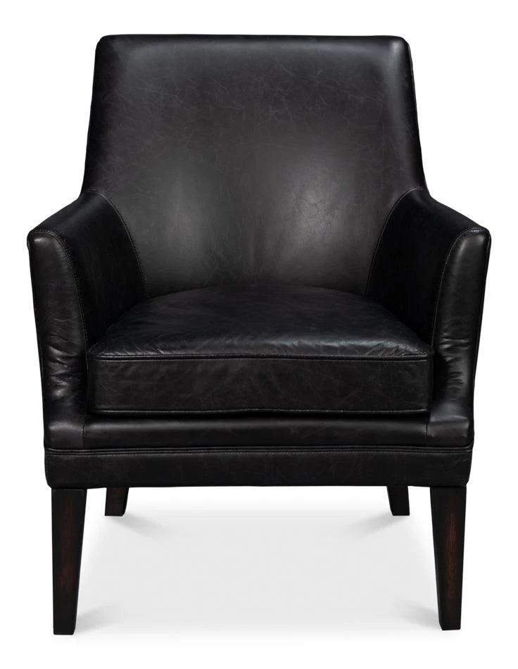 Royalton Distilled Leather Chair Blk - Remutear