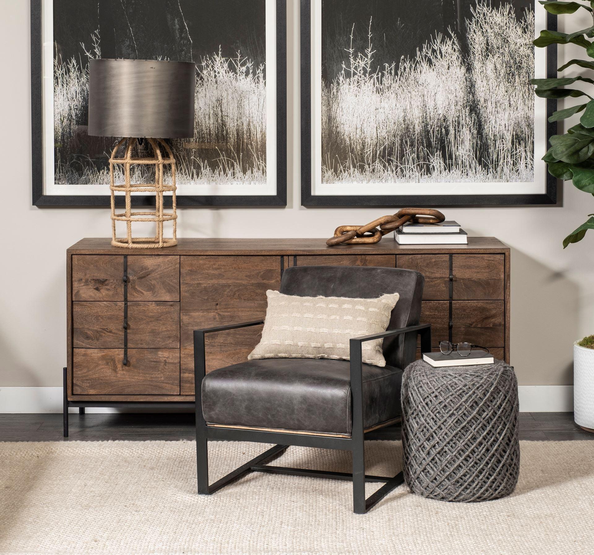 Allium Dark Gray Handwoven Wool Cylindrical Pouf - Remutear