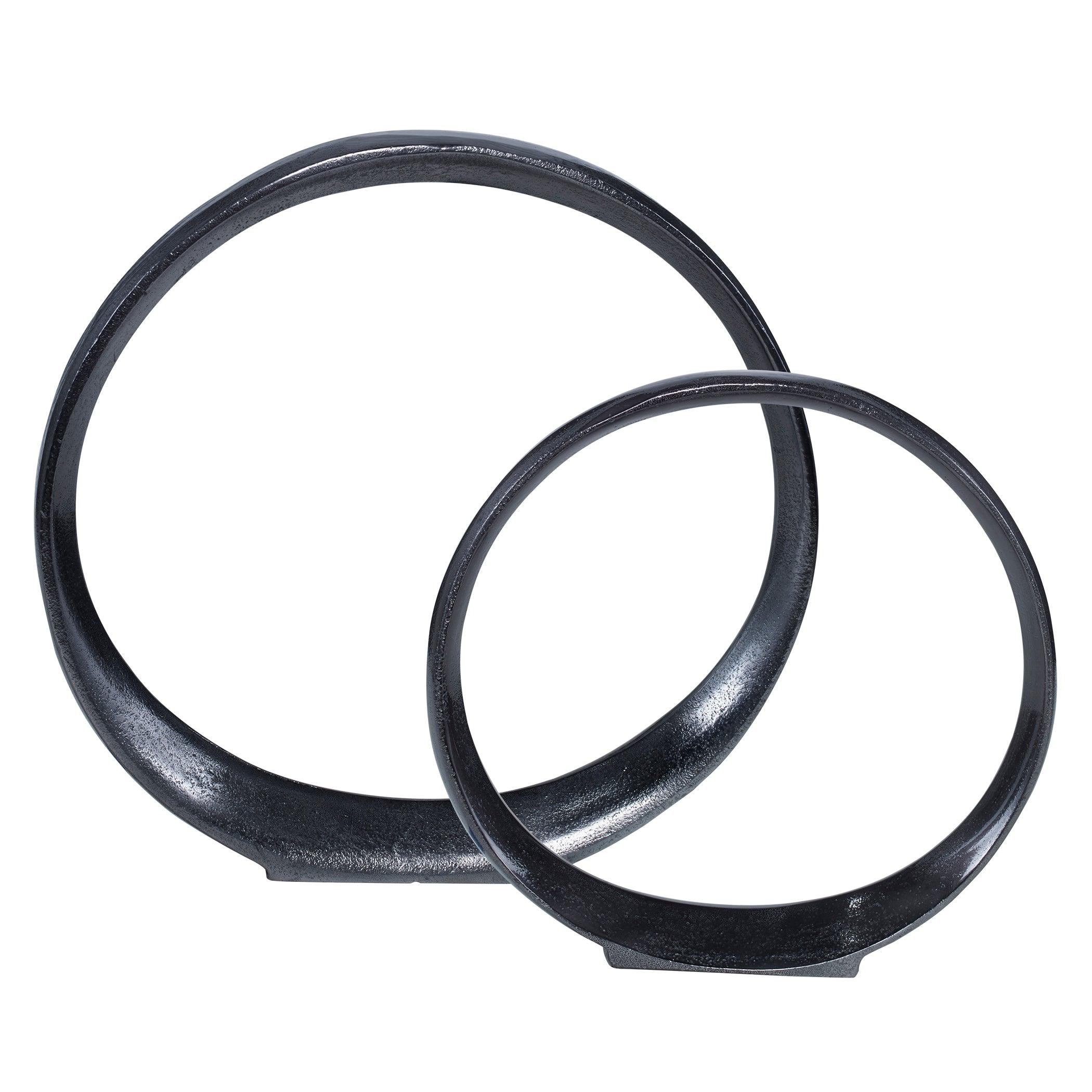 ORBITS BLACK RING SCULPTURES, SET OF 2 - Remutear