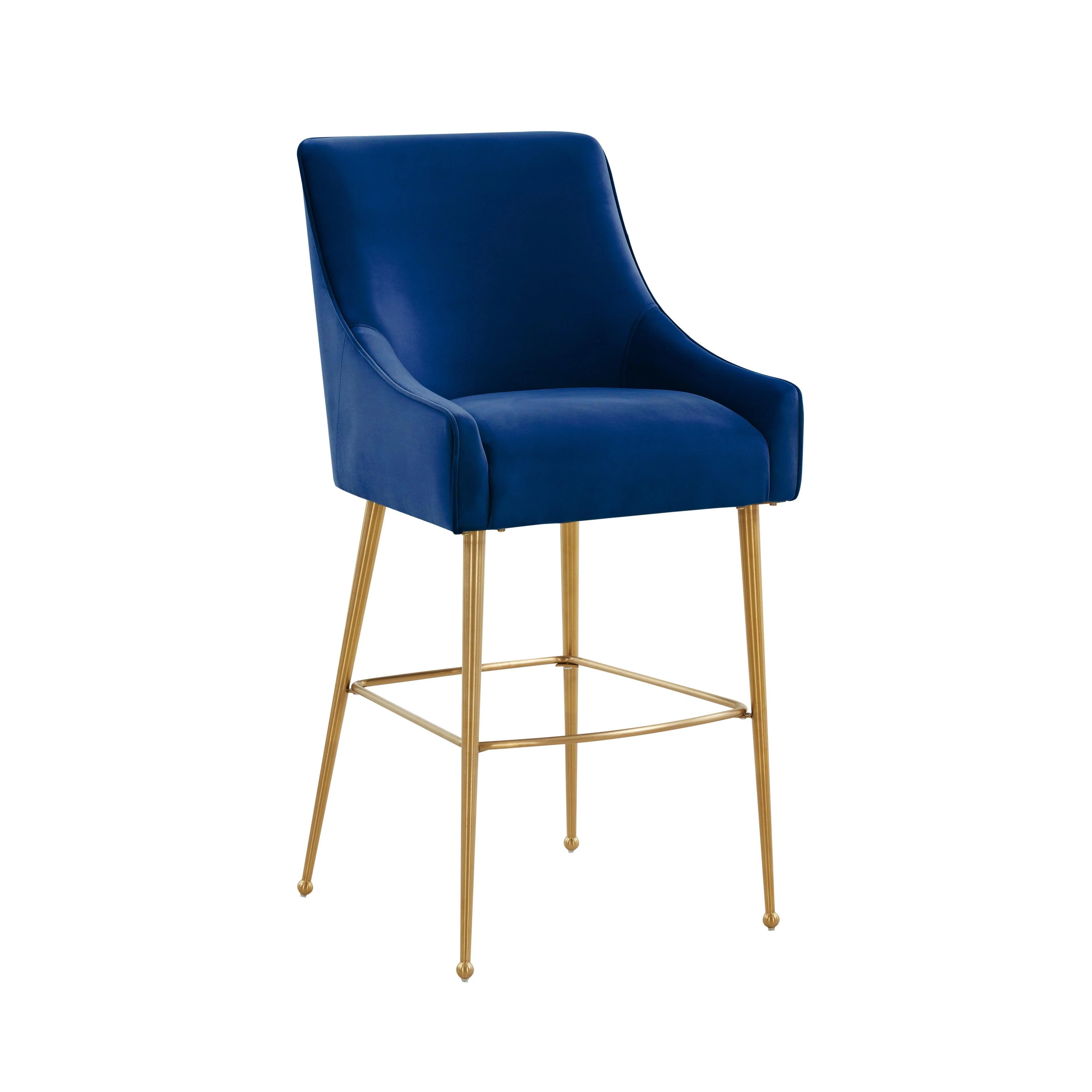 Beatrix Navy Velvet Counter Stool - Gold Legs - Remutear