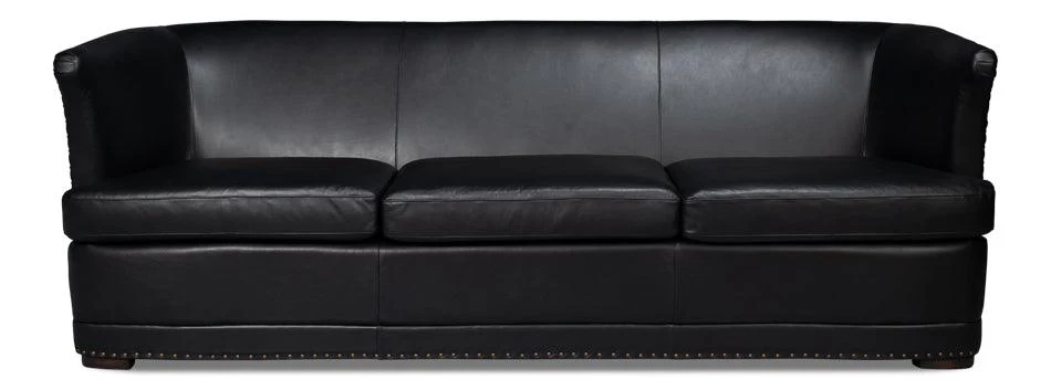 Mcmillan Distilled Leather Sofa Onyx Blk - Remutear