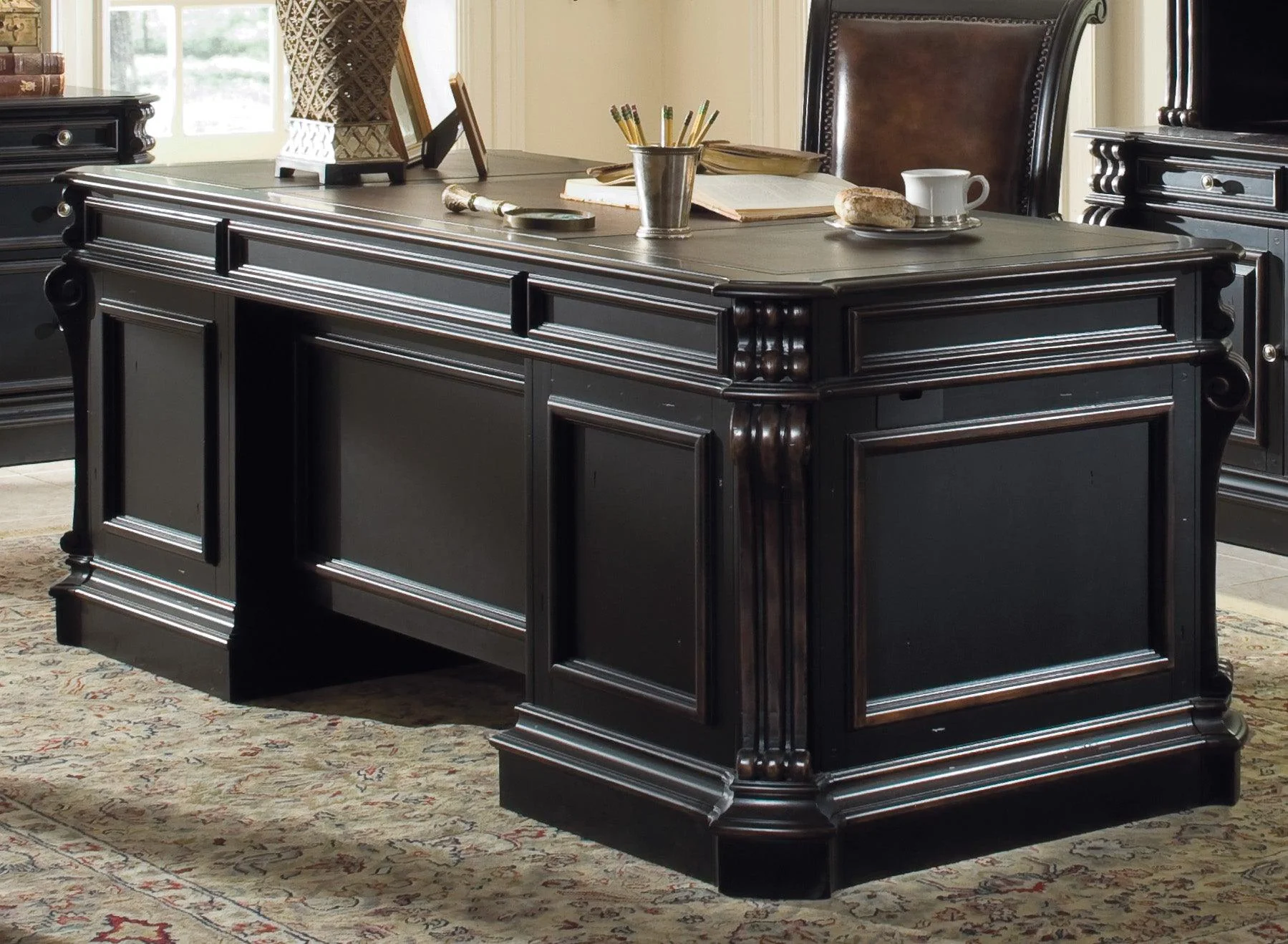 Telluride 76'' Executive Desk withWood Panels - Remutear