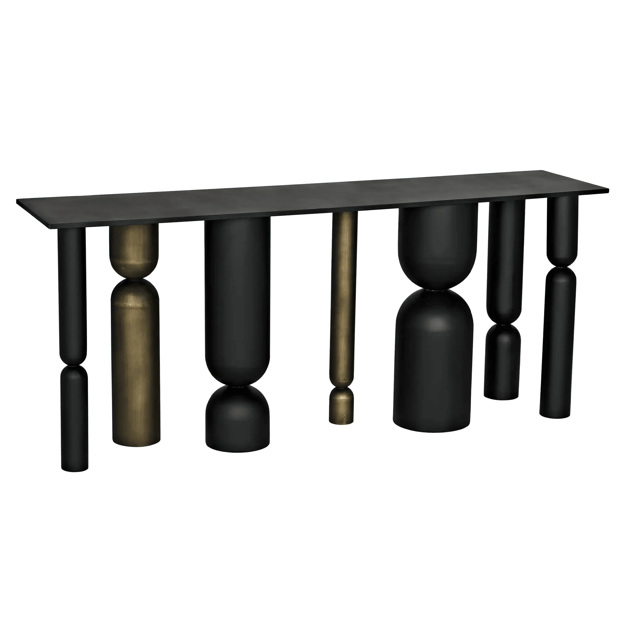 Figaro Console, Black Metal and Aged Brass Finish - Remutear