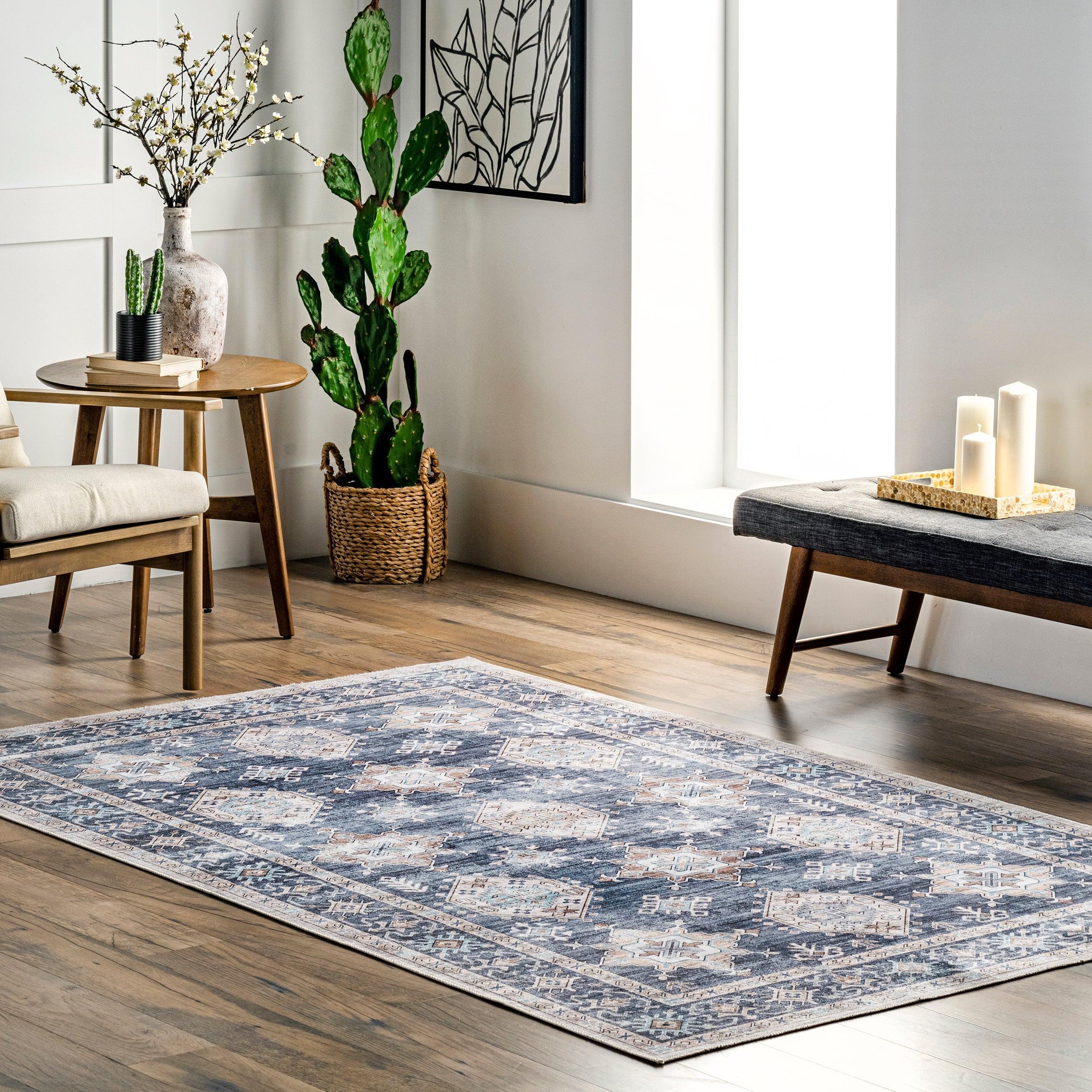 Finley Machine Washable Vintage Distressed Area Rug - Remutear