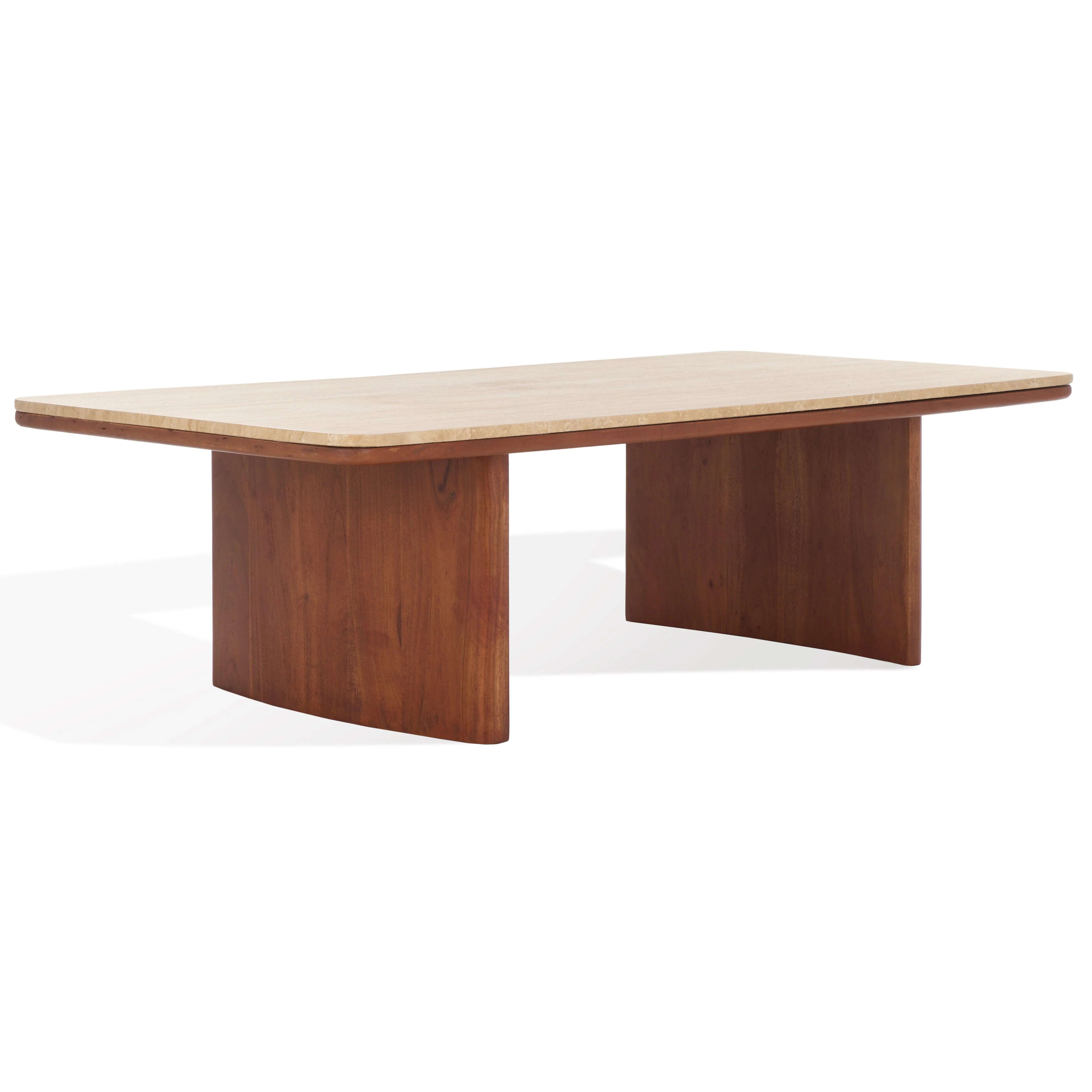 TRINSLY TRAVERTINE TOP COFFEE TABLE - Remutear