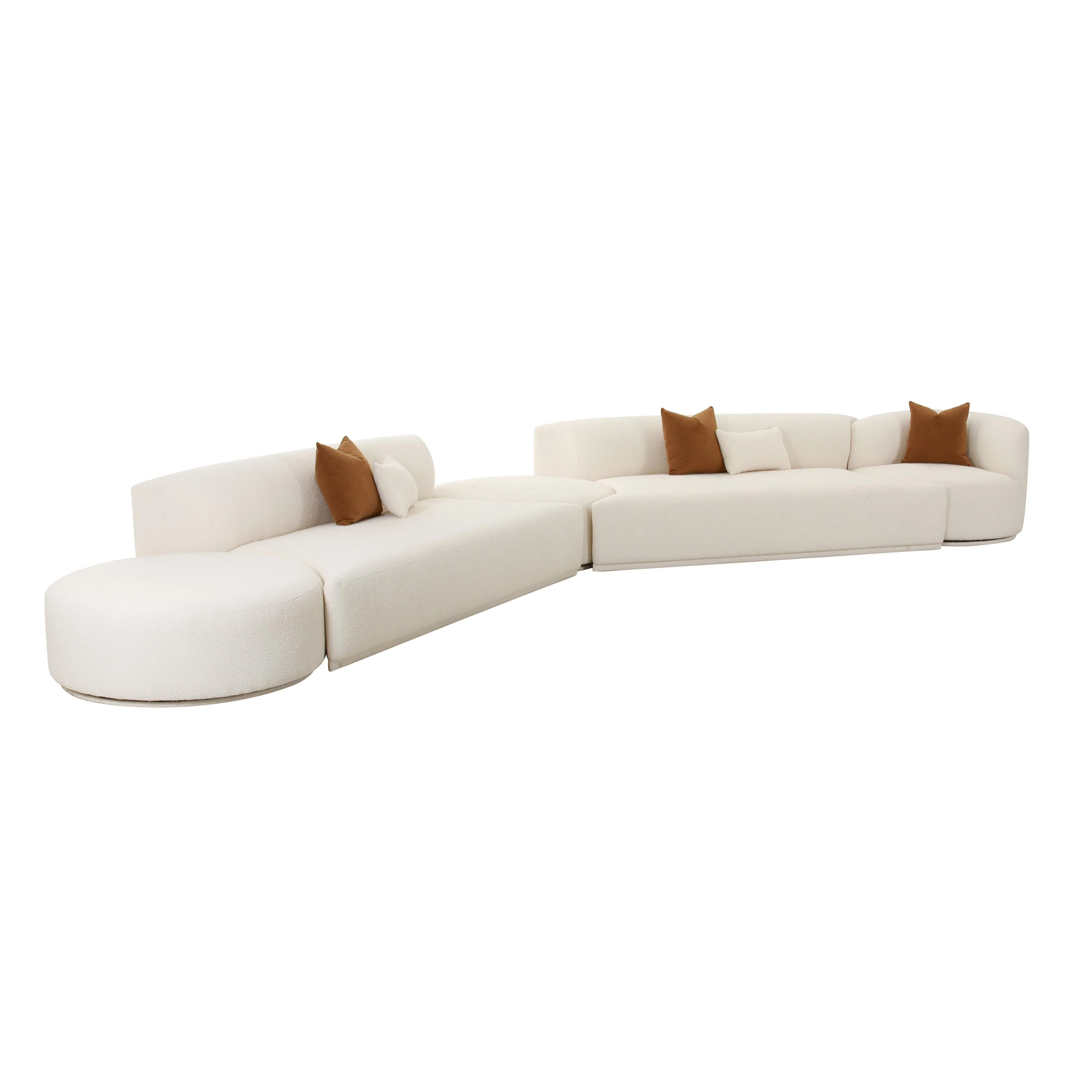 Fickle Cream Boucle 5-Piece Modular Chaise Sectional - Remutear
