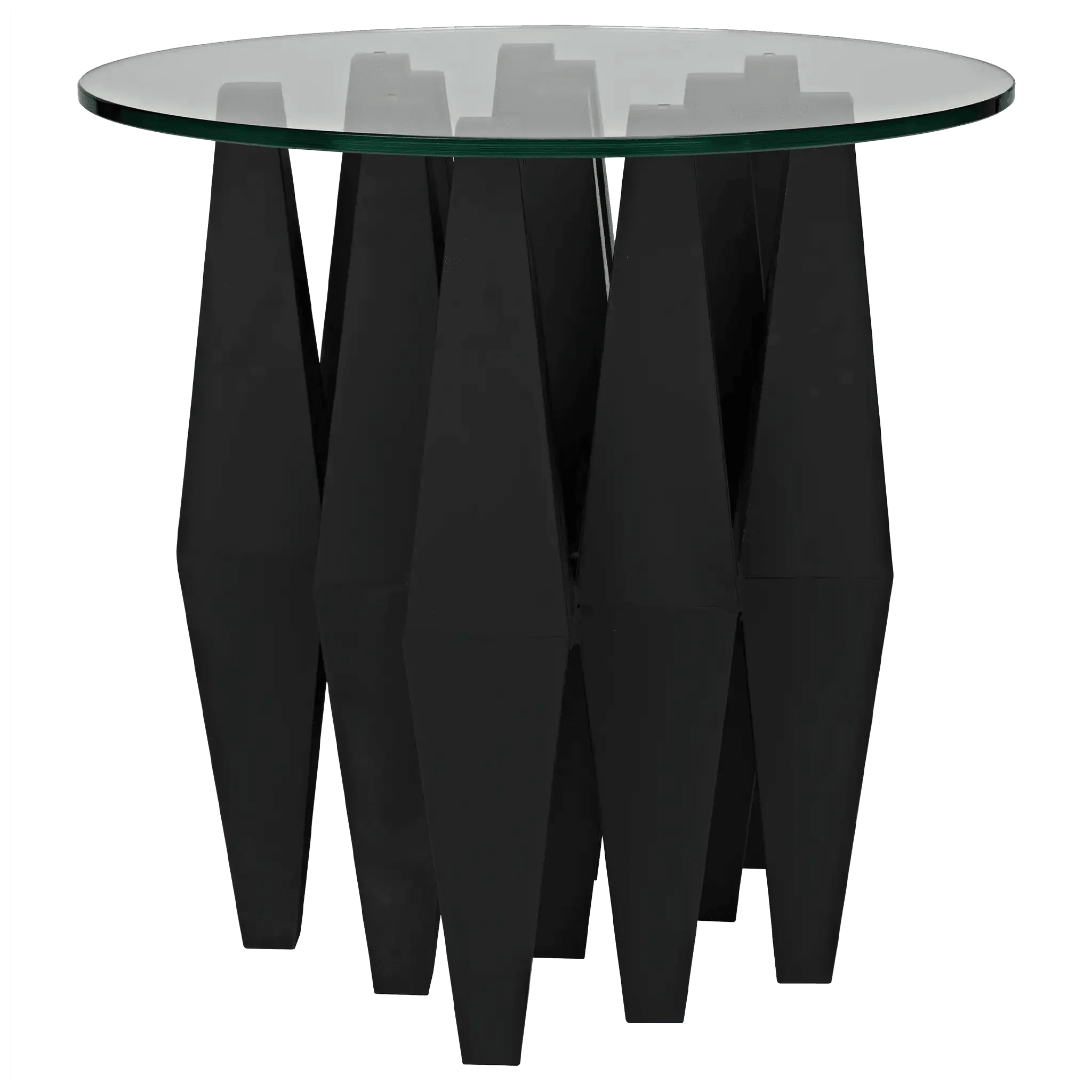Soldier Side Table, Black Steel with Glass Top - Remutear