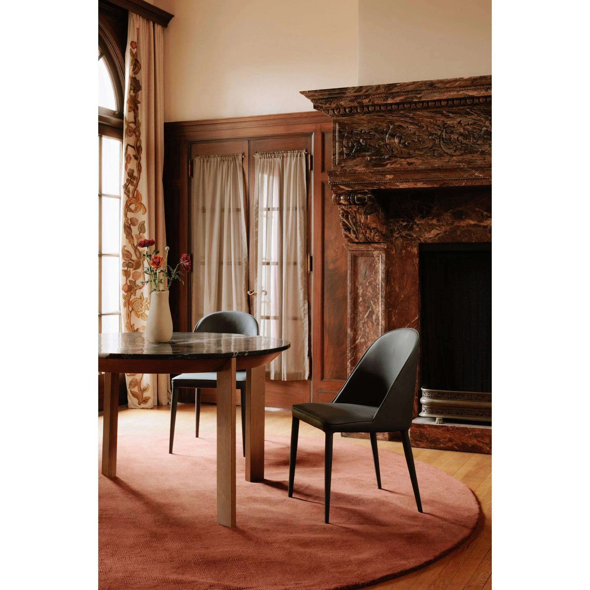 Burton Dining Chair Black Fade Vegan Leather - Set Of Two - Remutear