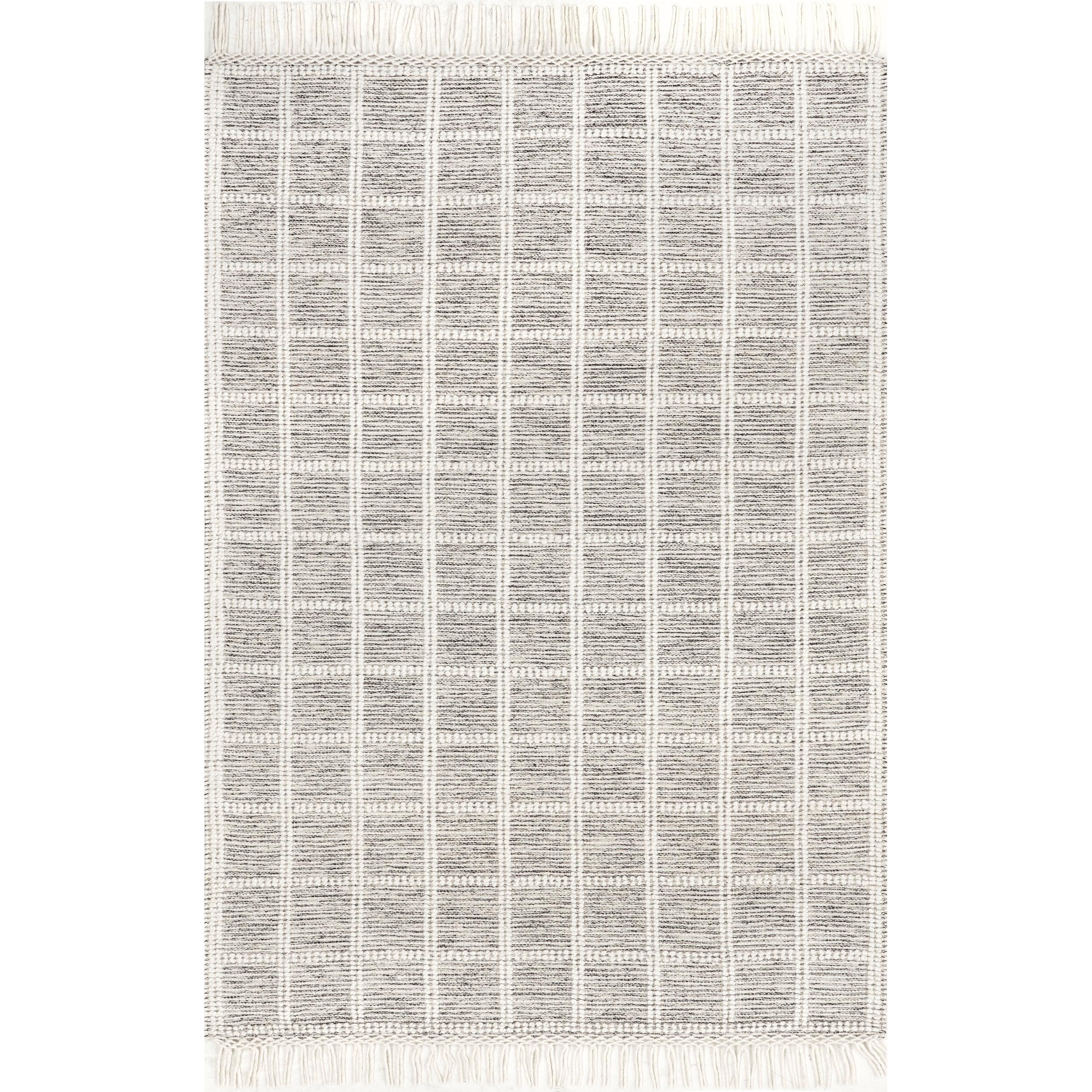 Huia Casual Striped Wool Blend Tassel Area Rug - Remutear
