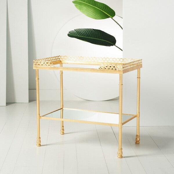 ERYN 2 SHELF GOLD LEAF ACCENT TABLE - Remutear