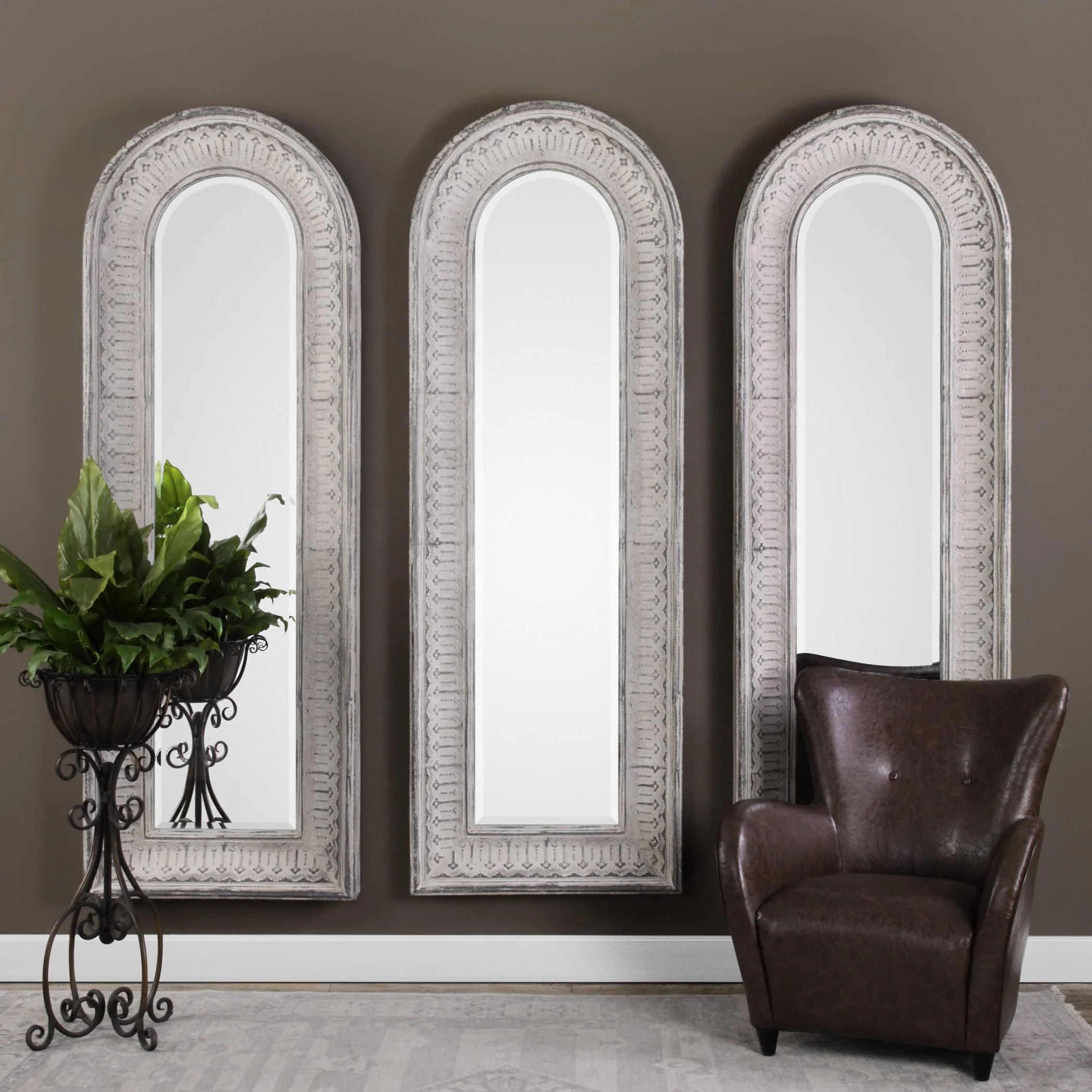 ARGENTON AGED GRAY ARCH MIRROR - Remutear