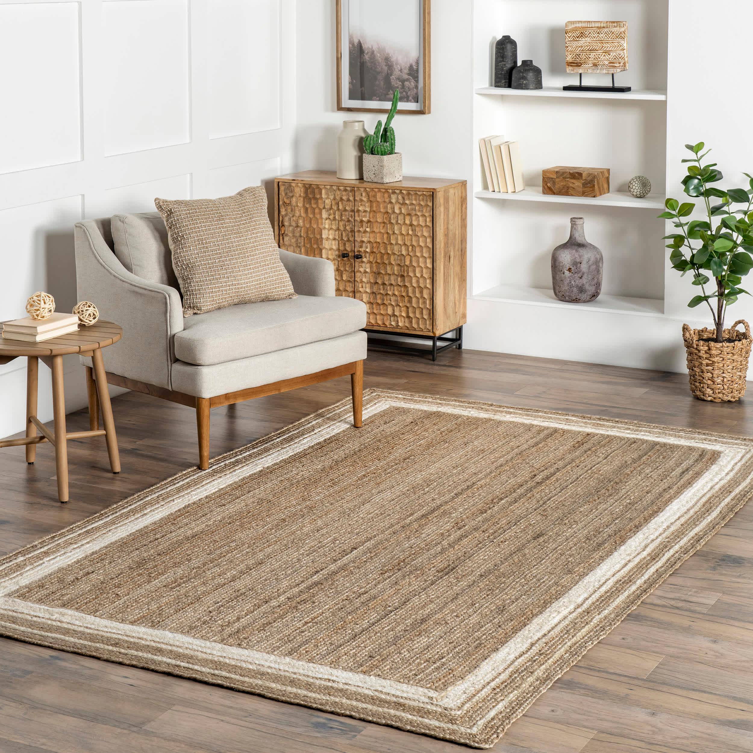 Braided Rikki Border Jute Area Rug - Remutear