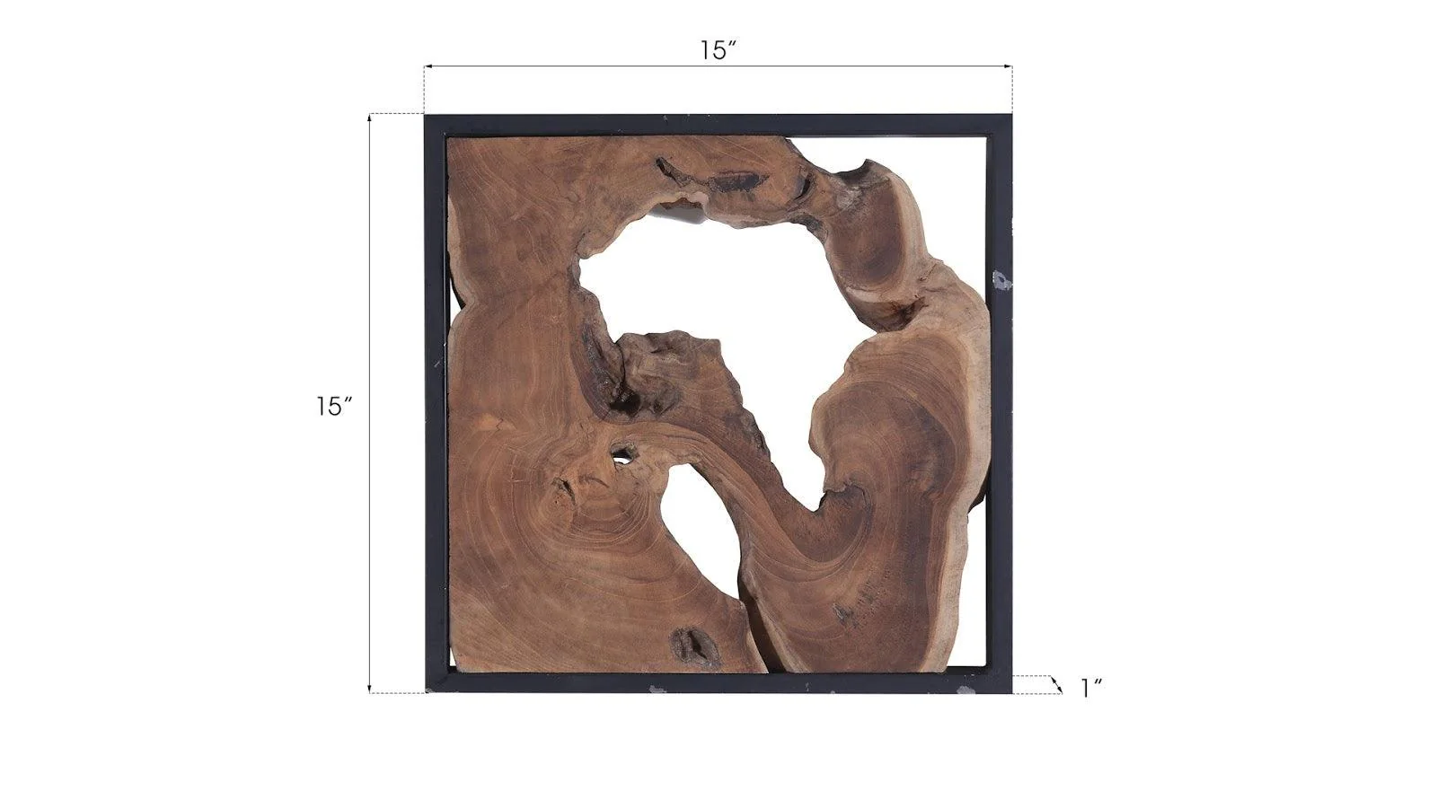 Framed Slice Wall Tile, Teak Wood, Black Frame - Remutear