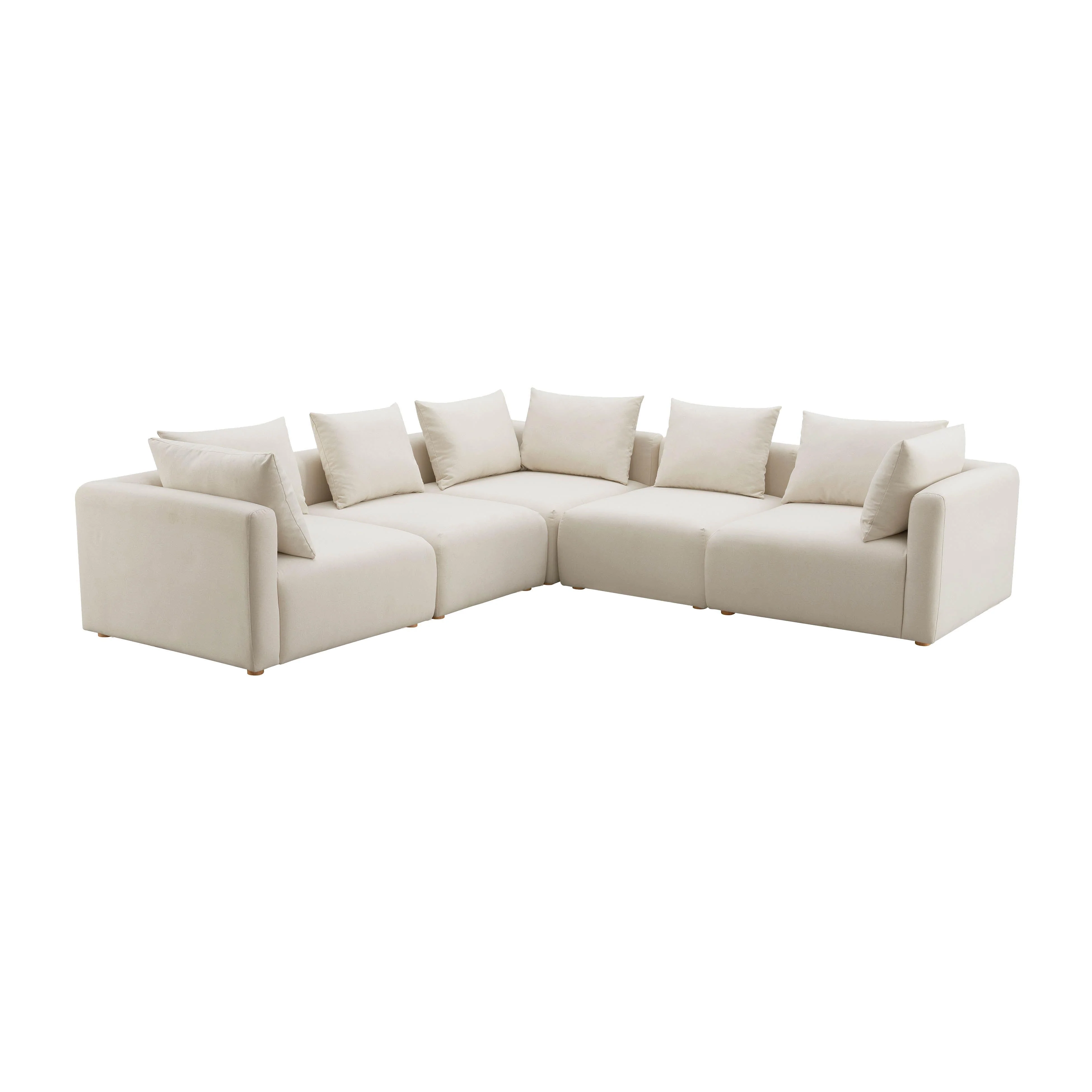 Hangover Cream Linen 5-Piece Modular L-Sectional - Remutear