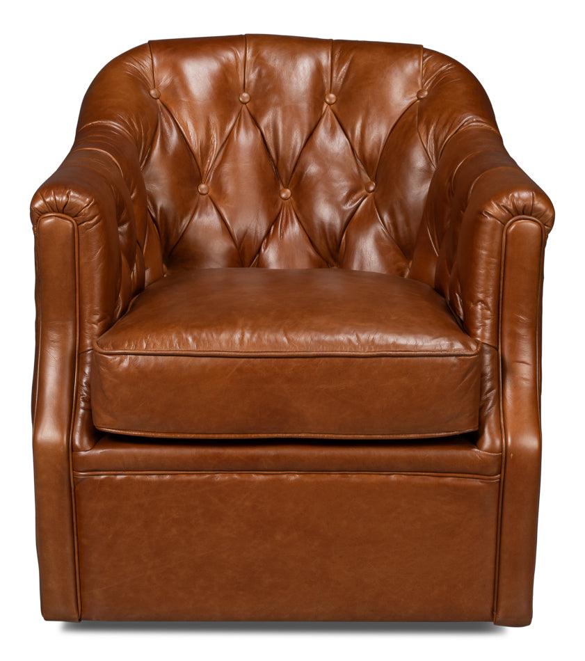 Coolidge Leather Swivel Chair Havana Brn - Remutear